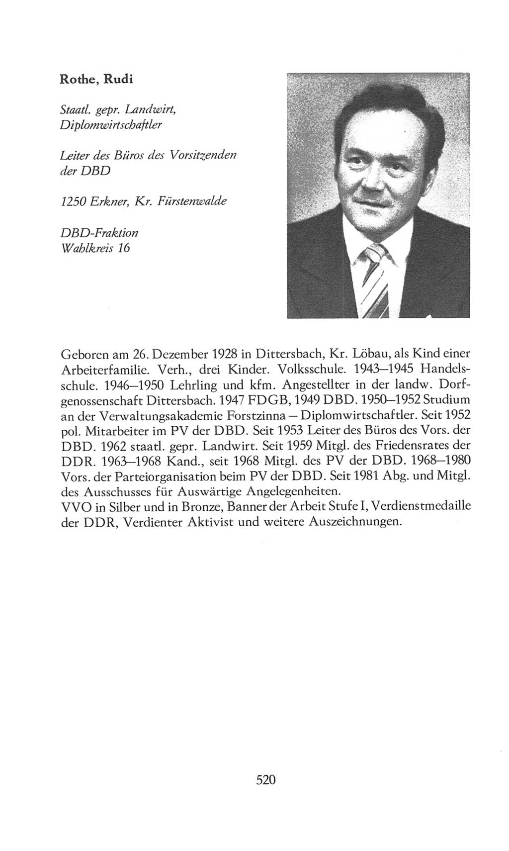 Volkskammer (VK) der Deutschen Demokratischen Republik (DDR), 8. Wahlperiode 1981-1986, Seite 520 (VK. DDR 8. WP. 1981-1986, S. 520)