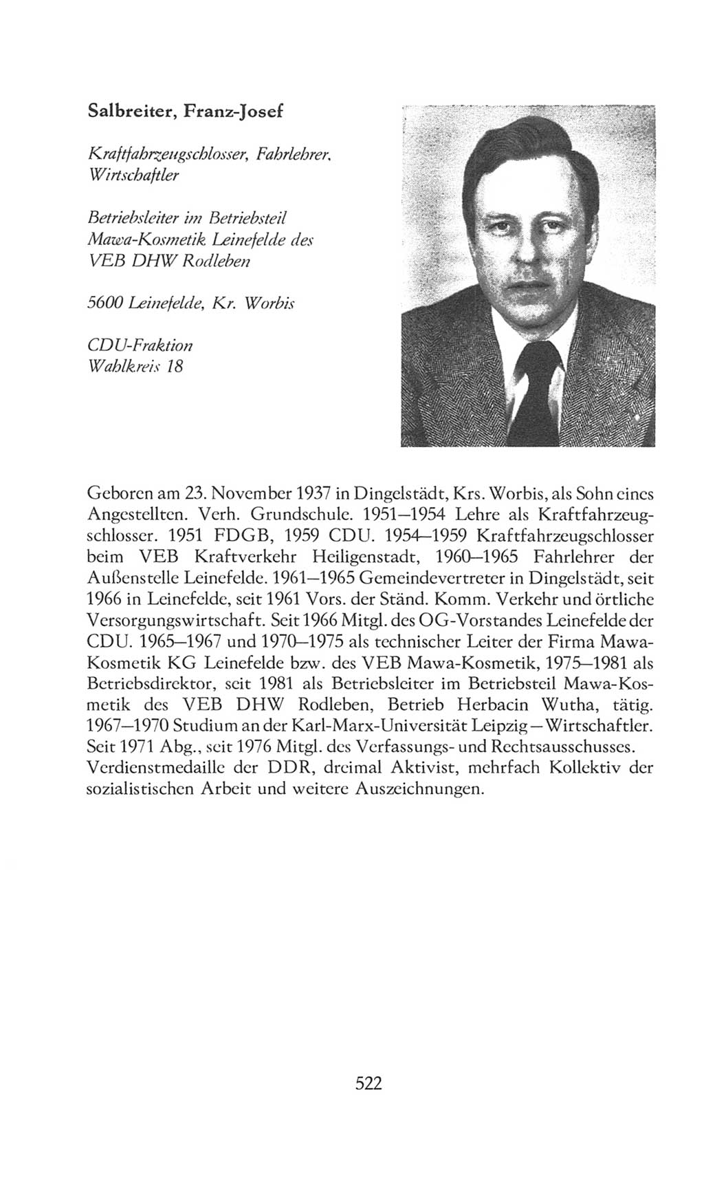 Volkskammer (VK) der Deutschen Demokratischen Republik (DDR), 8. Wahlperiode 1981-1986, Seite 522 (VK. DDR 8. WP. 1981-1986, S. 522)