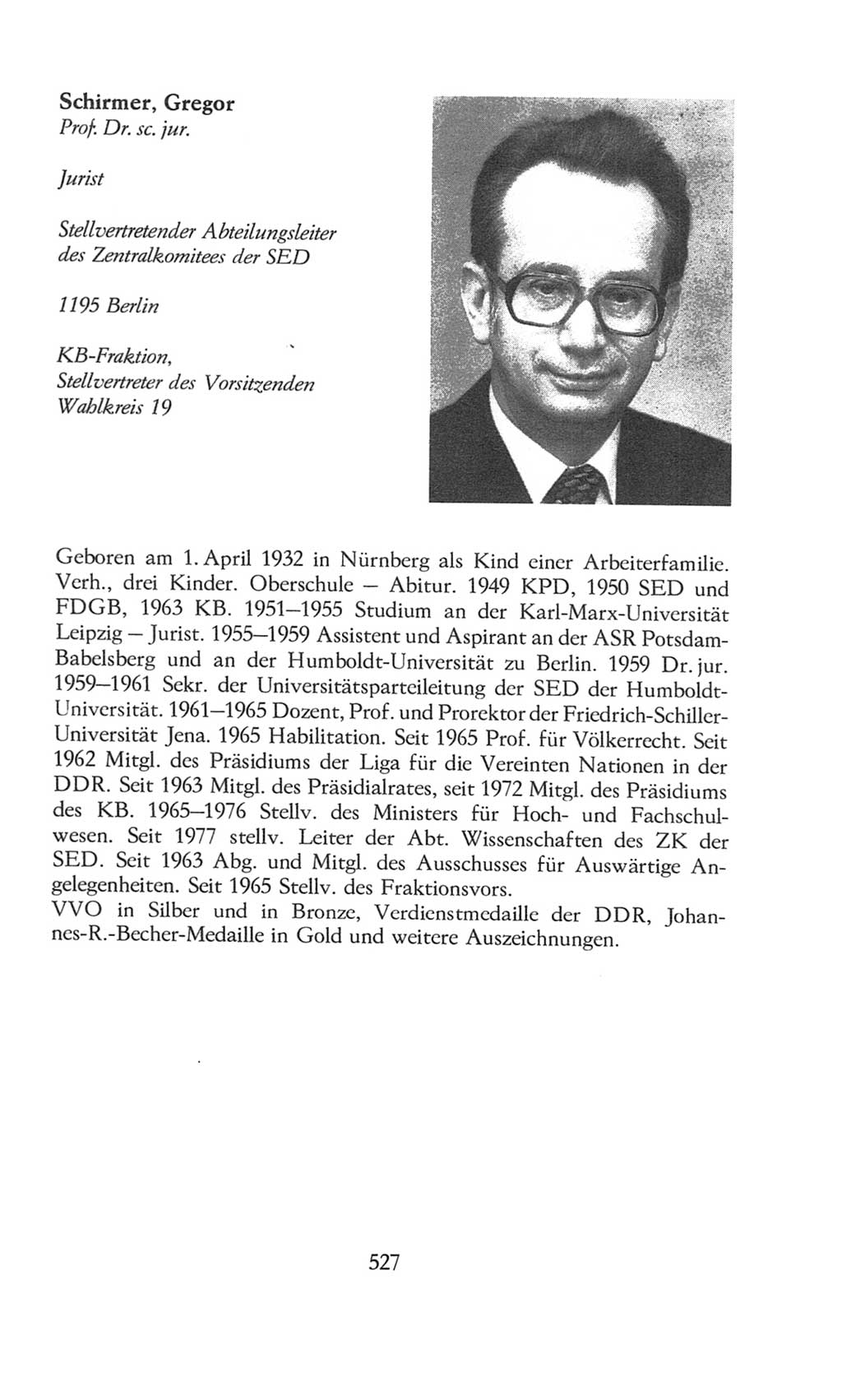 Volkskammer (VK) der Deutschen Demokratischen Republik (DDR), 8. Wahlperiode 1981-1986, Seite 527 (VK. DDR 8. WP. 1981-1986, S. 527)
