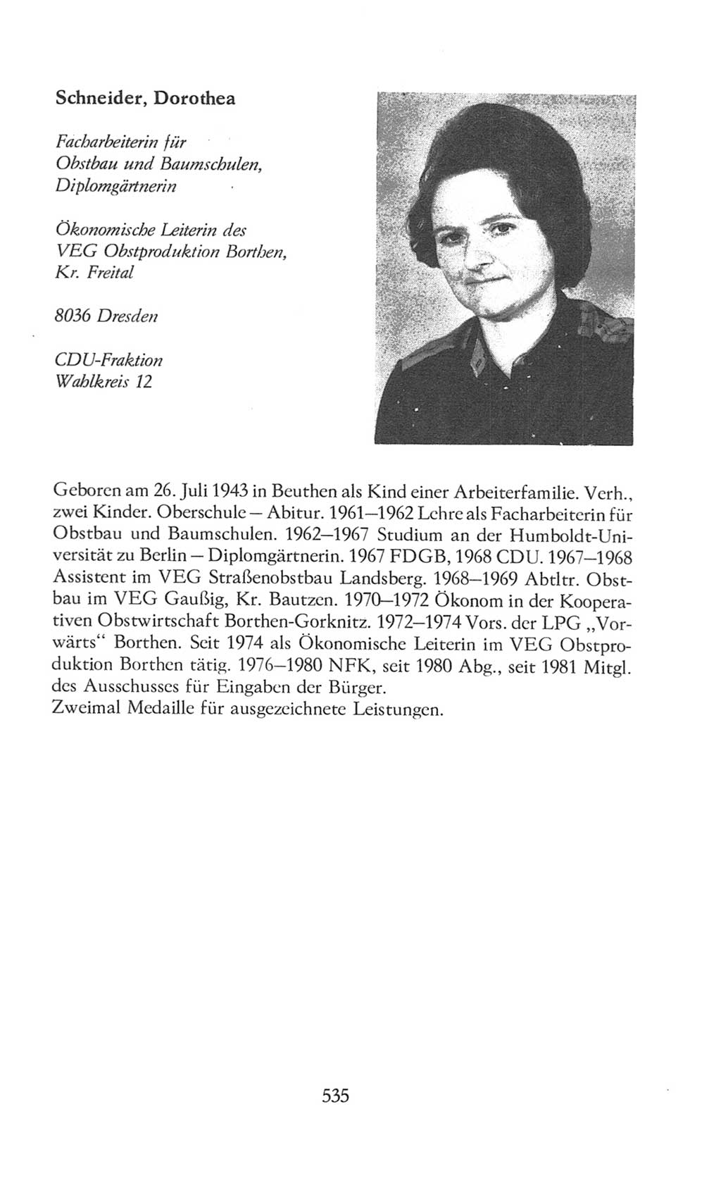 Volkskammer (VK) der Deutschen Demokratischen Republik (DDR), 8. Wahlperiode 1981-1986, Seite 535 (VK. DDR 8. WP. 1981-1986, S. 535)