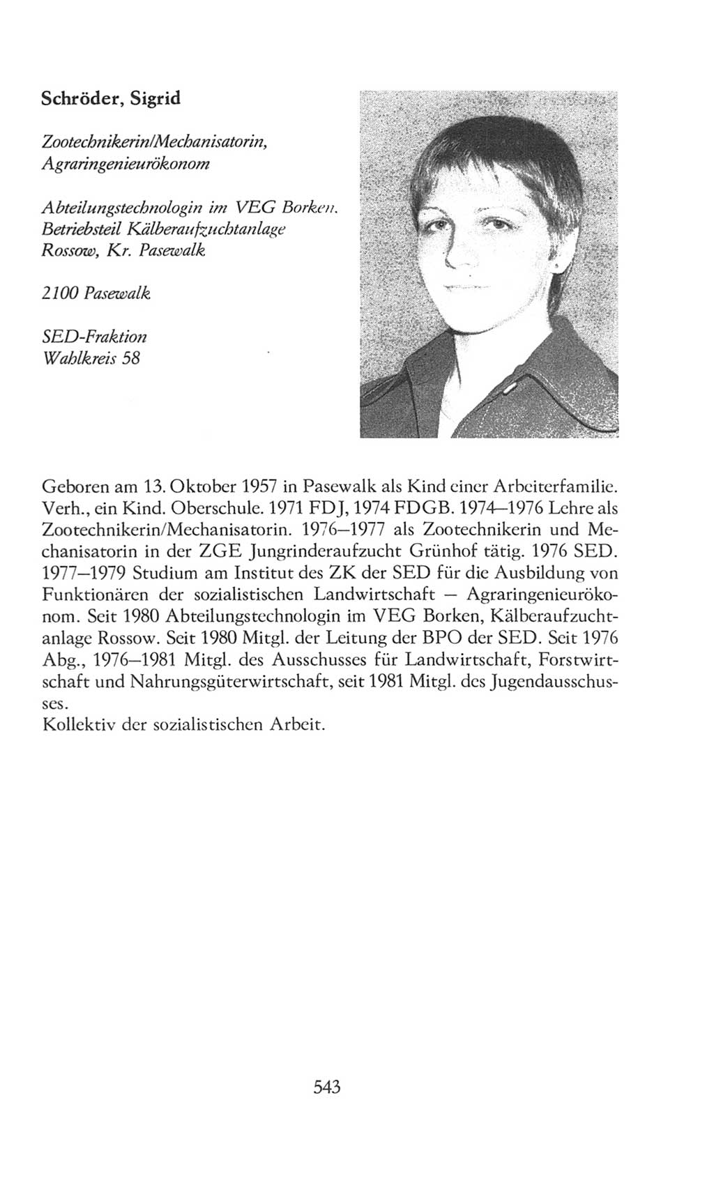 Volkskammer (VK) der Deutschen Demokratischen Republik (DDR), 8. Wahlperiode 1981-1986, Seite 543 (VK. DDR 8. WP. 1981-1986, S. 543)