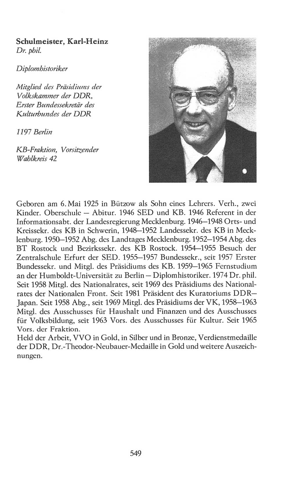Volkskammer (VK) der Deutschen Demokratischen Republik (DDR), 8. Wahlperiode 1981-1986, Seite 549 (VK. DDR 8. WP. 1981-1986, S. 549)