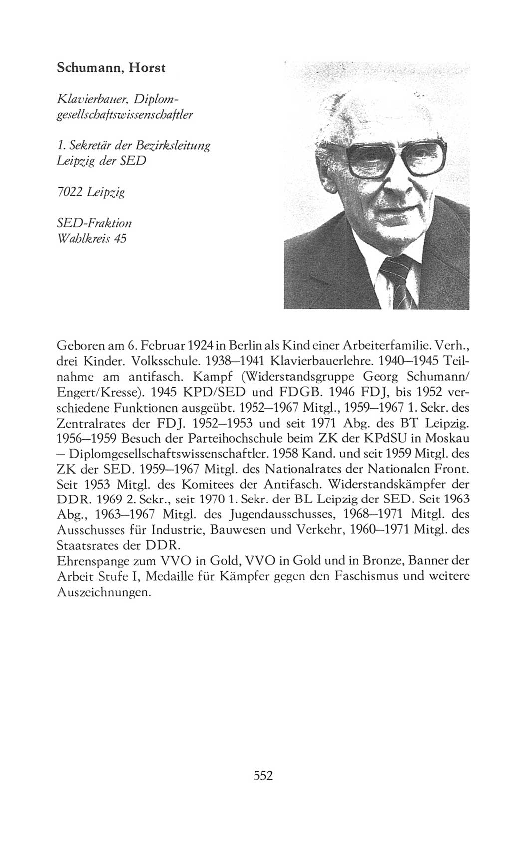 Volkskammer (VK) der Deutschen Demokratischen Republik (DDR), 8. Wahlperiode 1981-1986, Seite 552 (VK. DDR 8. WP. 1981-1986, S. 552)
