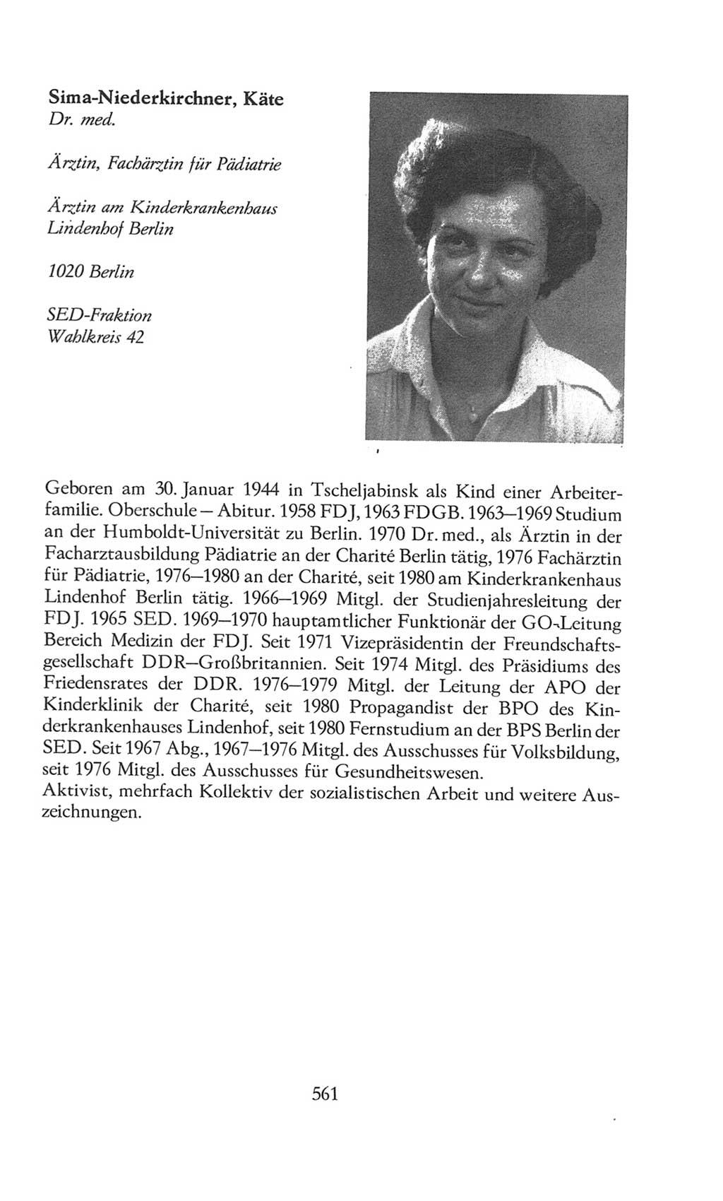 Volkskammer (VK) der Deutschen Demokratischen Republik (DDR), 8. Wahlperiode 1981-1986, Seite 561 (VK. DDR 8. WP. 1981-1986, S. 561)