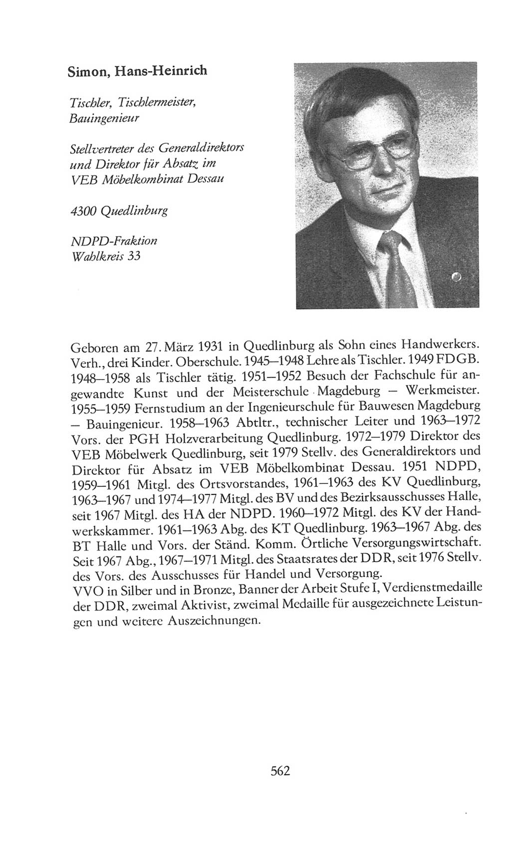 Volkskammer (VK) der Deutschen Demokratischen Republik (DDR), 8. Wahlperiode 1981-1986, Seite 562 (VK. DDR 8. WP. 1981-1986, S. 562)