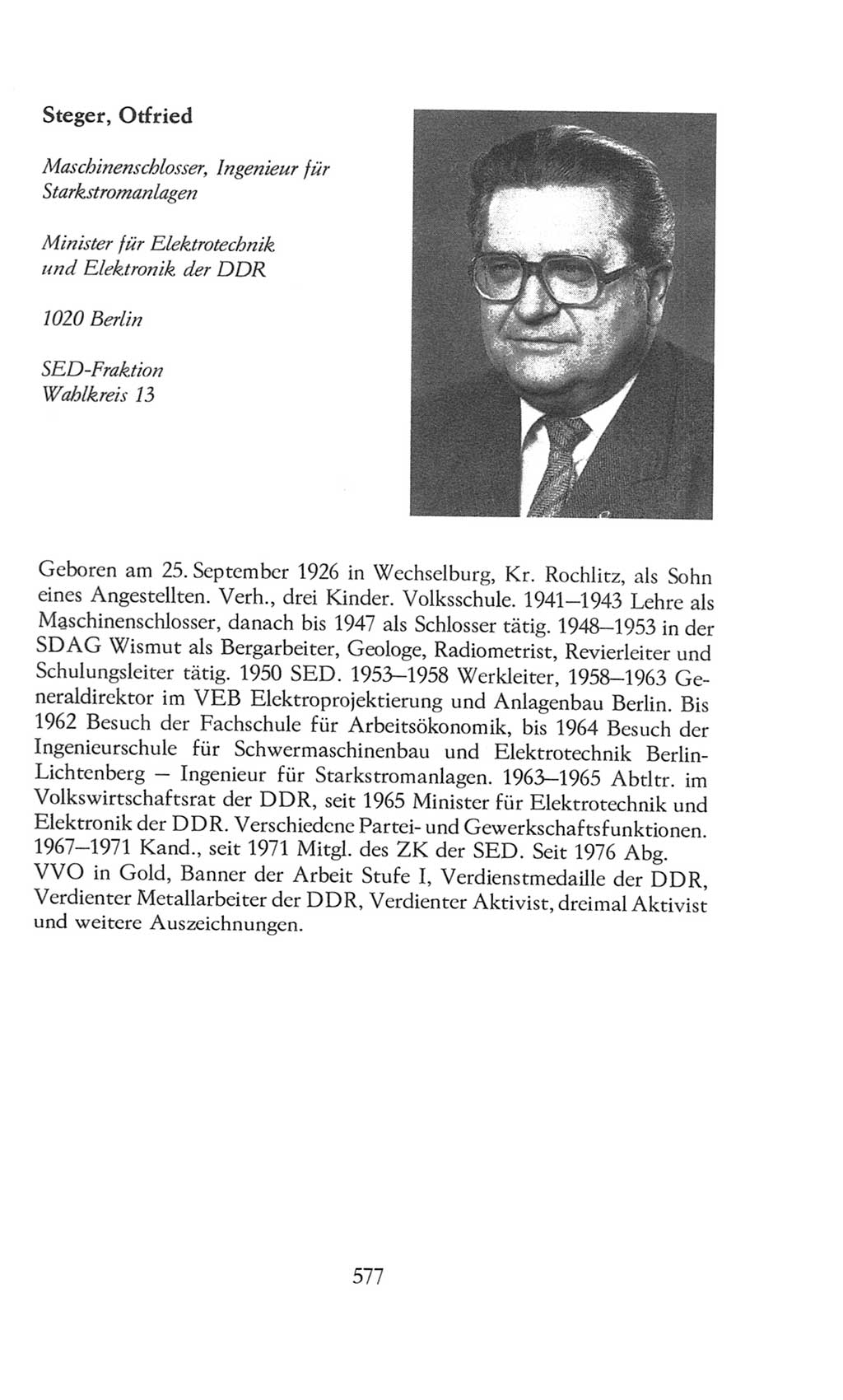 Volkskammer (VK) der Deutschen Demokratischen Republik (DDR), 8. Wahlperiode 1981-1986, Seite 577 (VK. DDR 8. WP. 1981-1986, S. 577)