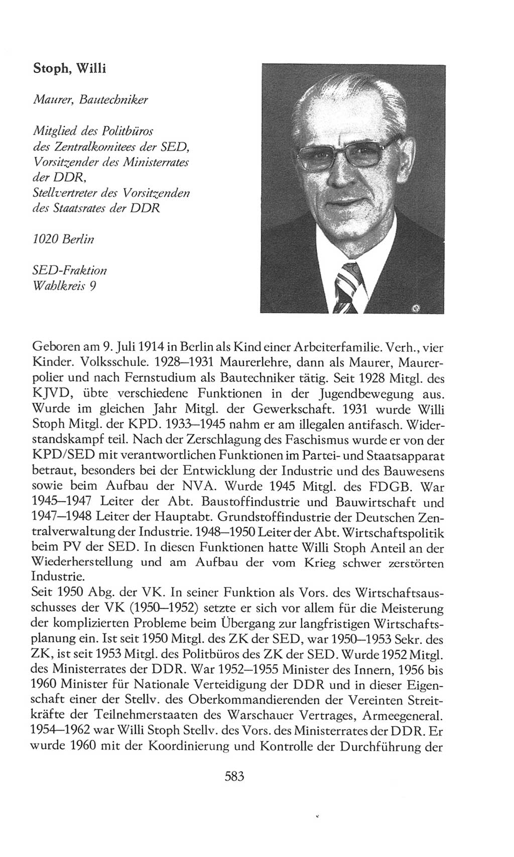Volkskammer (VK) der Deutschen Demokratischen Republik (DDR), 8. Wahlperiode 1981-1986, Seite 583 (VK. DDR 8. WP. 1981-1986, S. 583)
