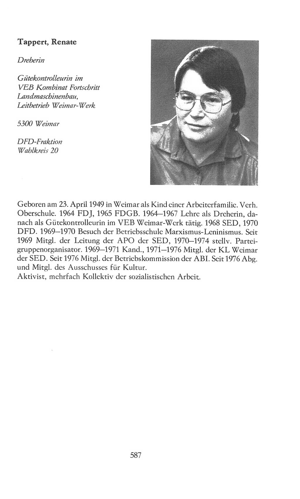 Volkskammer (VK) der Deutschen Demokratischen Republik (DDR), 8. Wahlperiode 1981-1986, Seite 587 (VK. DDR 8. WP. 1981-1986, S. 587)