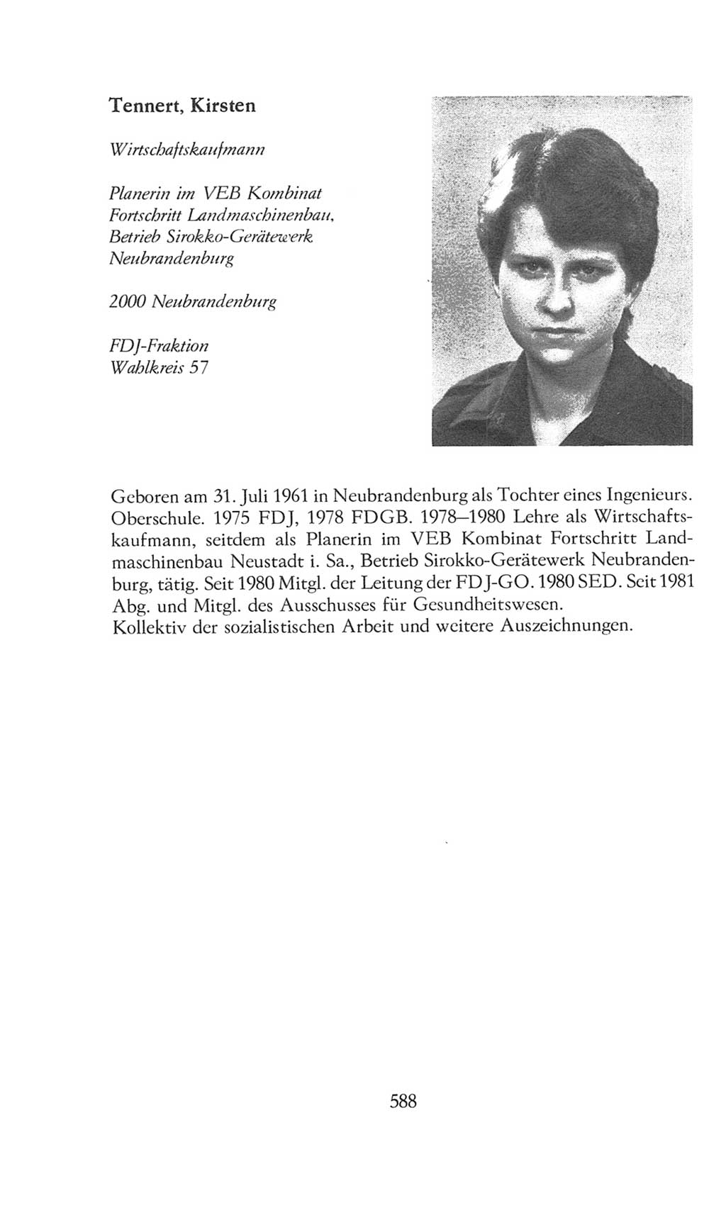 Volkskammer (VK) der Deutschen Demokratischen Republik (DDR), 8. Wahlperiode 1981-1986, Seite 588 (VK. DDR 8. WP. 1981-1986, S. 588)