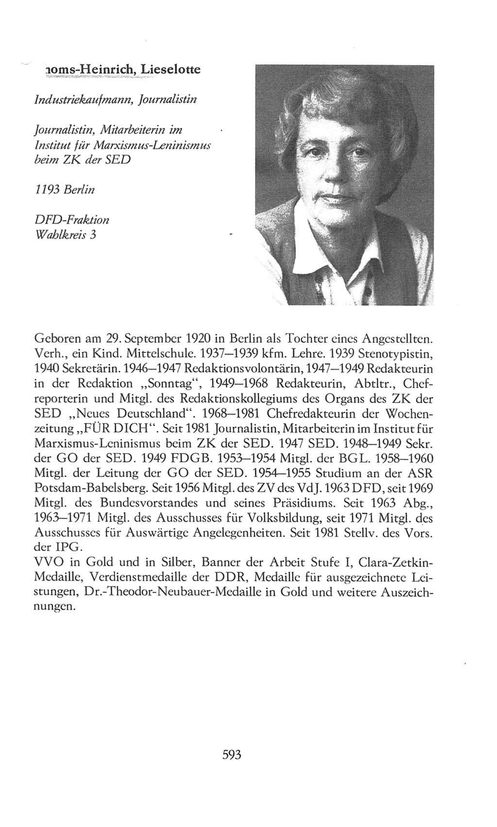Volkskammer (VK) der Deutschen Demokratischen Republik (DDR), 8. Wahlperiode 1981-1986, Seite 593 (VK. DDR 8. WP. 1981-1986, S. 593)
