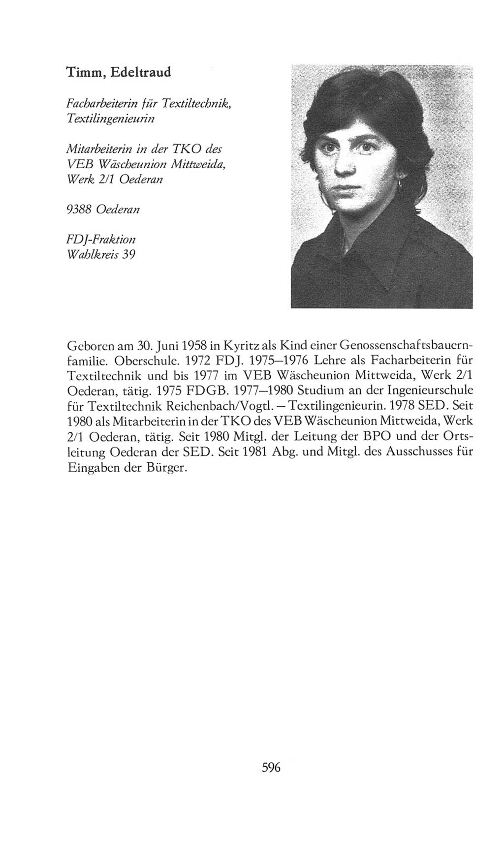 Volkskammer (VK) der Deutschen Demokratischen Republik (DDR), 8. Wahlperiode 1981-1986, Seite 596 (VK. DDR 8. WP. 1981-1986, S. 596)