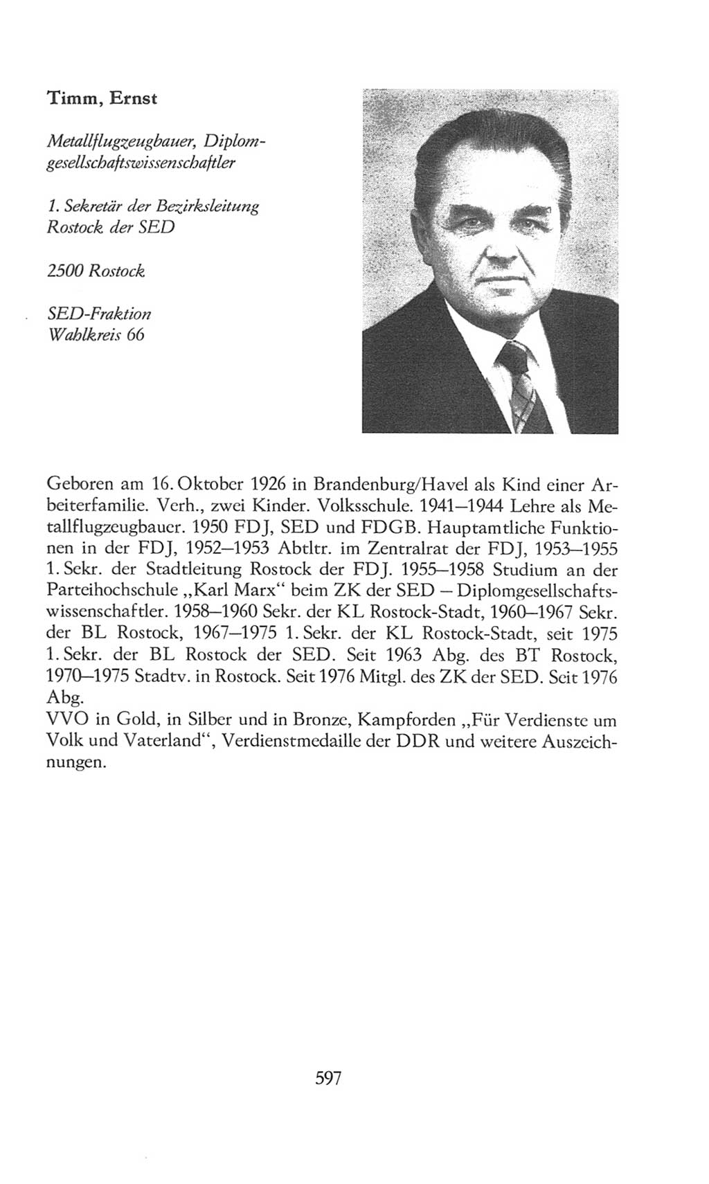 Volkskammer (VK) der Deutschen Demokratischen Republik (DDR), 8. Wahlperiode 1981-1986, Seite 597 (VK. DDR 8. WP. 1981-1986, S. 597)