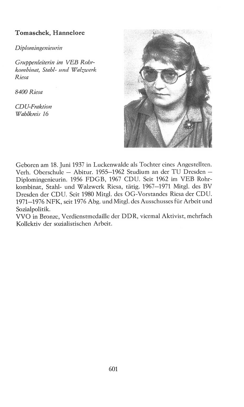 Volkskammer (VK) der Deutschen Demokratischen Republik (DDR), 8. Wahlperiode 1981-1986, Seite 601 (VK. DDR 8. WP. 1981-1986, S. 601)