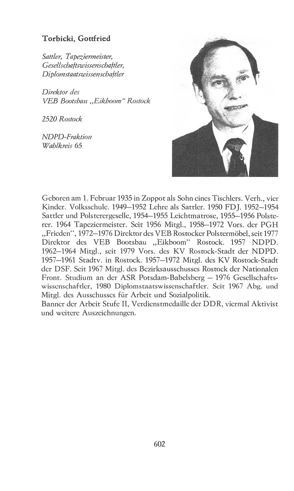 Volkskammer (VK) der Deutschen Demokratischen Republik (DDR), 8. Wahlperiode 1981-1986, Seite 602 (VK. DDR 8. WP. 1981-1986, S. 602)