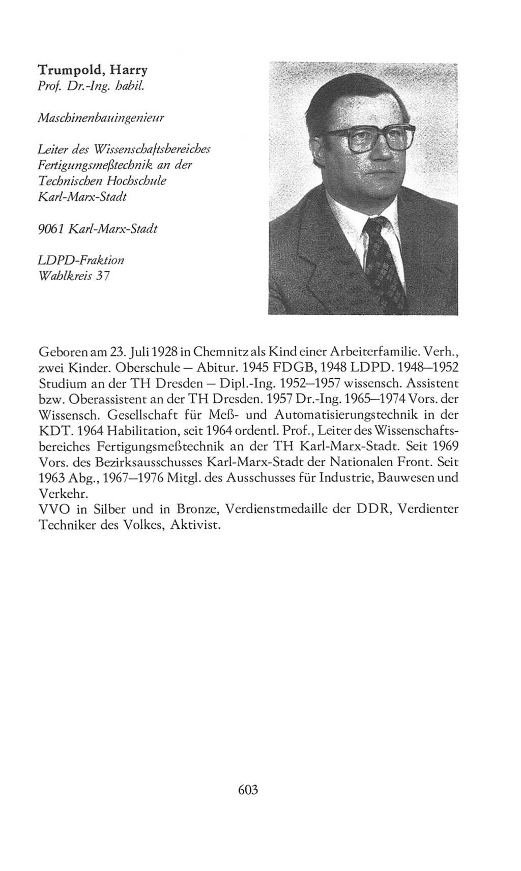 Volkskammer (VK) der Deutschen Demokratischen Republik (DDR), 8. Wahlperiode 1981-1986, Seite 603 (VK. DDR 8. WP. 1981-1986, S. 603)