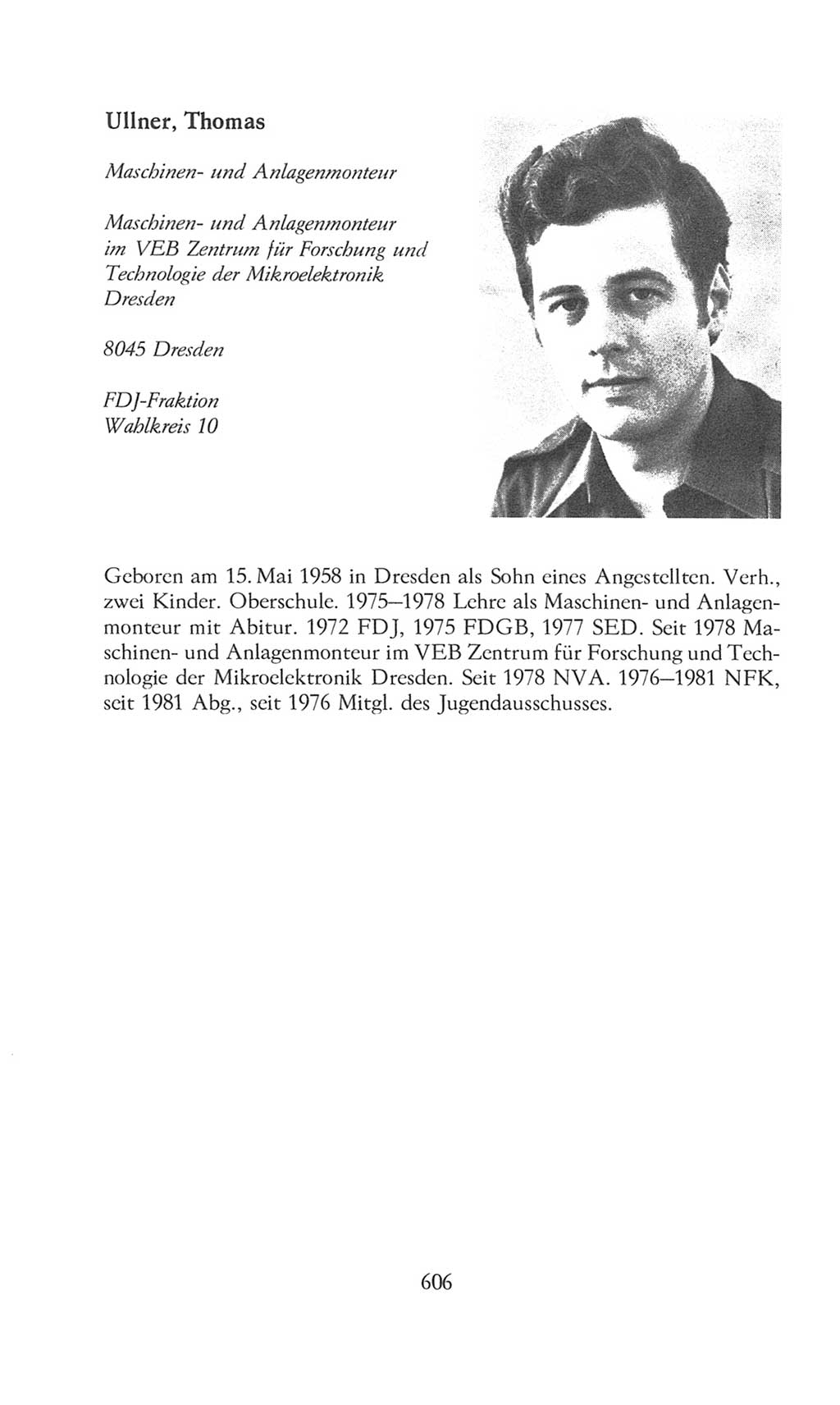 Volkskammer (VK) der Deutschen Demokratischen Republik (DDR), 8. Wahlperiode 1981-1986, Seite 606 (VK. DDR 8. WP. 1981-1986, S. 606)