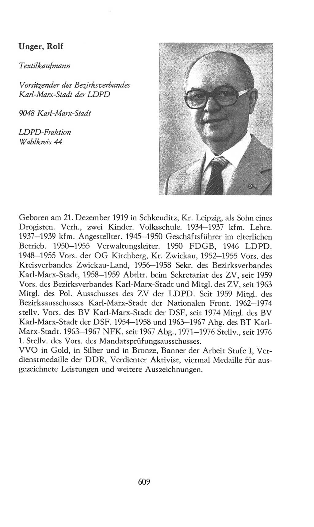 Volkskammer (VK) der Deutschen Demokratischen Republik (DDR), 8. Wahlperiode 1981-1986, Seite 609 (VK. DDR 8. WP. 1981-1986, S. 609)