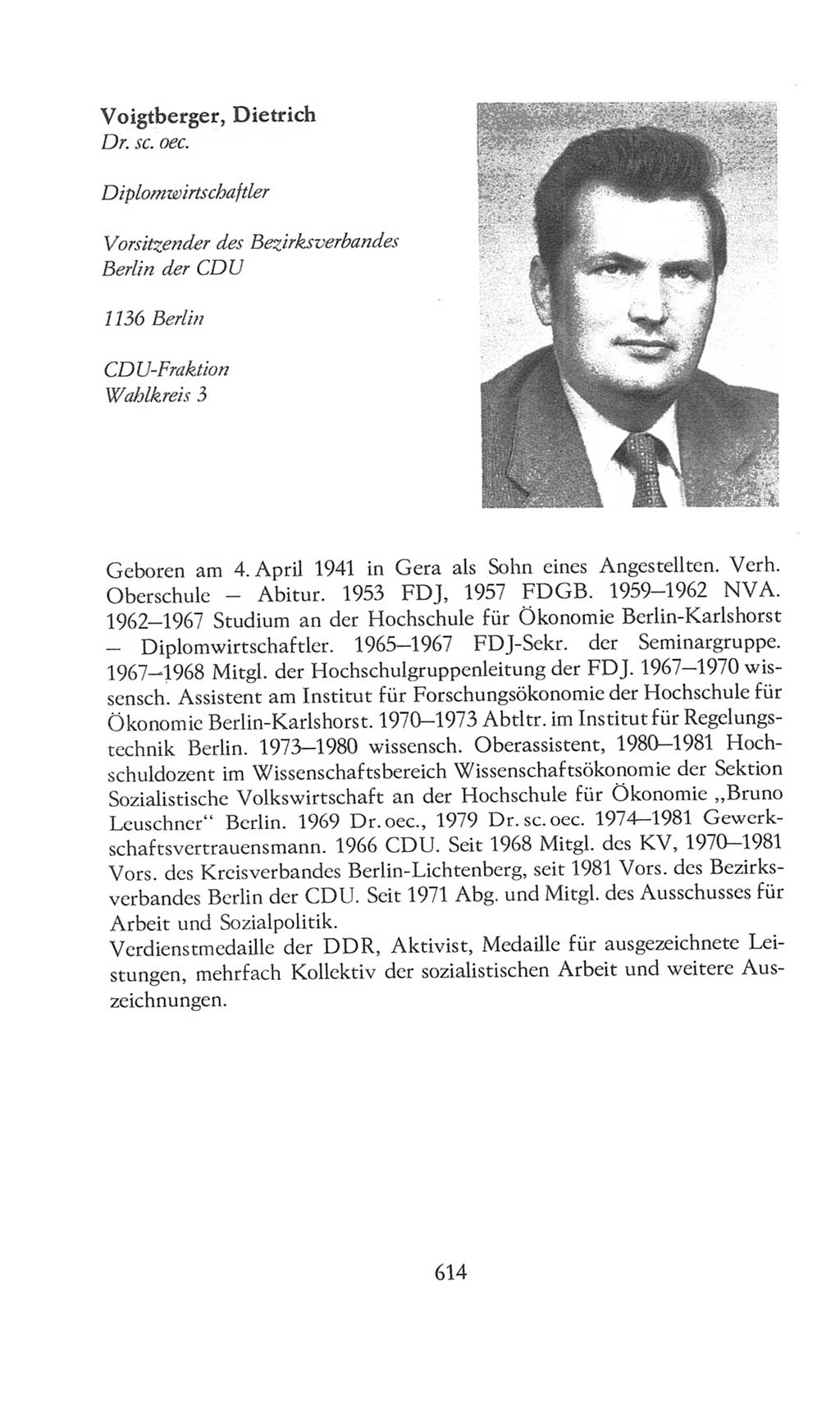 Volkskammer (VK) der Deutschen Demokratischen Republik (DDR), 8. Wahlperiode 1981-1986, Seite 614 (VK. DDR 8. WP. 1981-1986, S. 614)