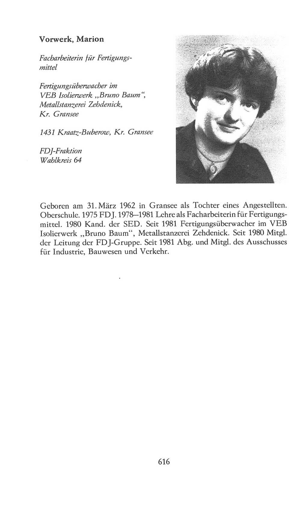 Volkskammer (VK) der Deutschen Demokratischen Republik (DDR), 8. Wahlperiode 1981-1986, Seite 616 (VK. DDR 8. WP. 1981-1986, S. 616)
