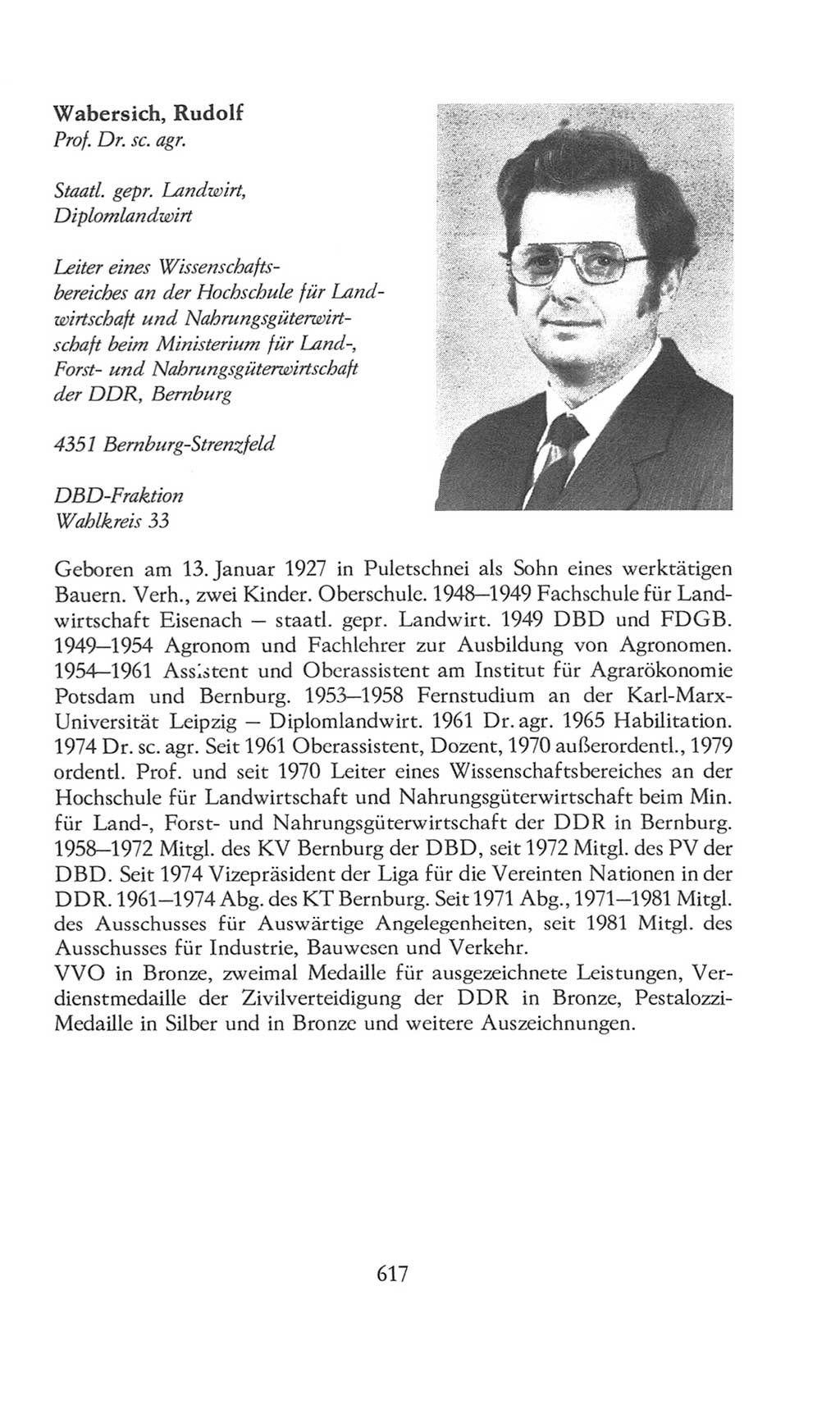 Volkskammer (VK) der Deutschen Demokratischen Republik (DDR), 8. Wahlperiode 1981-1986, Seite 617 (VK. DDR 8. WP. 1981-1986, S. 617)