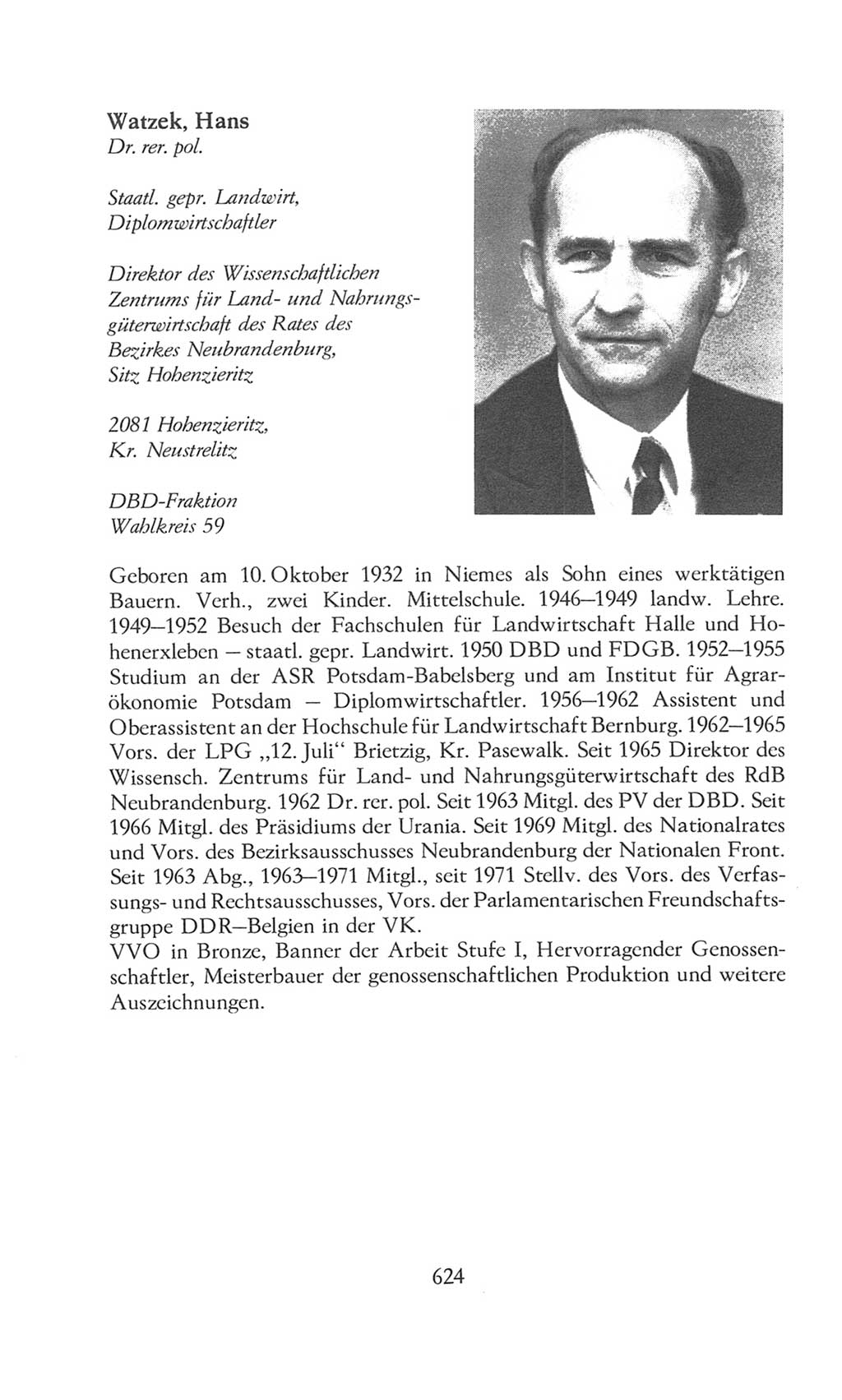 Volkskammer (VK) der Deutschen Demokratischen Republik (DDR), 8. Wahlperiode 1981-1986, Seite 624 (VK. DDR 8. WP. 1981-1986, S. 624)