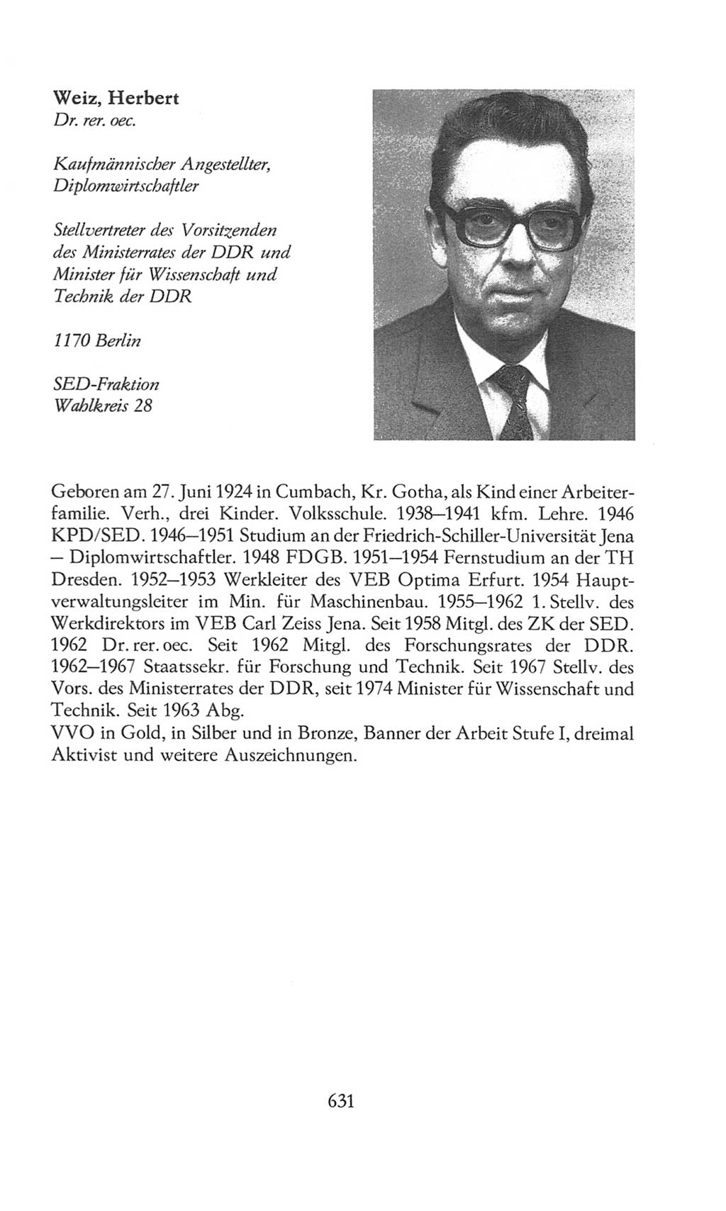Volkskammer (VK) der Deutschen Demokratischen Republik (DDR), 8. Wahlperiode 1981-1986, Seite 631 (VK. DDR 8. WP. 1981-1986, S. 631)