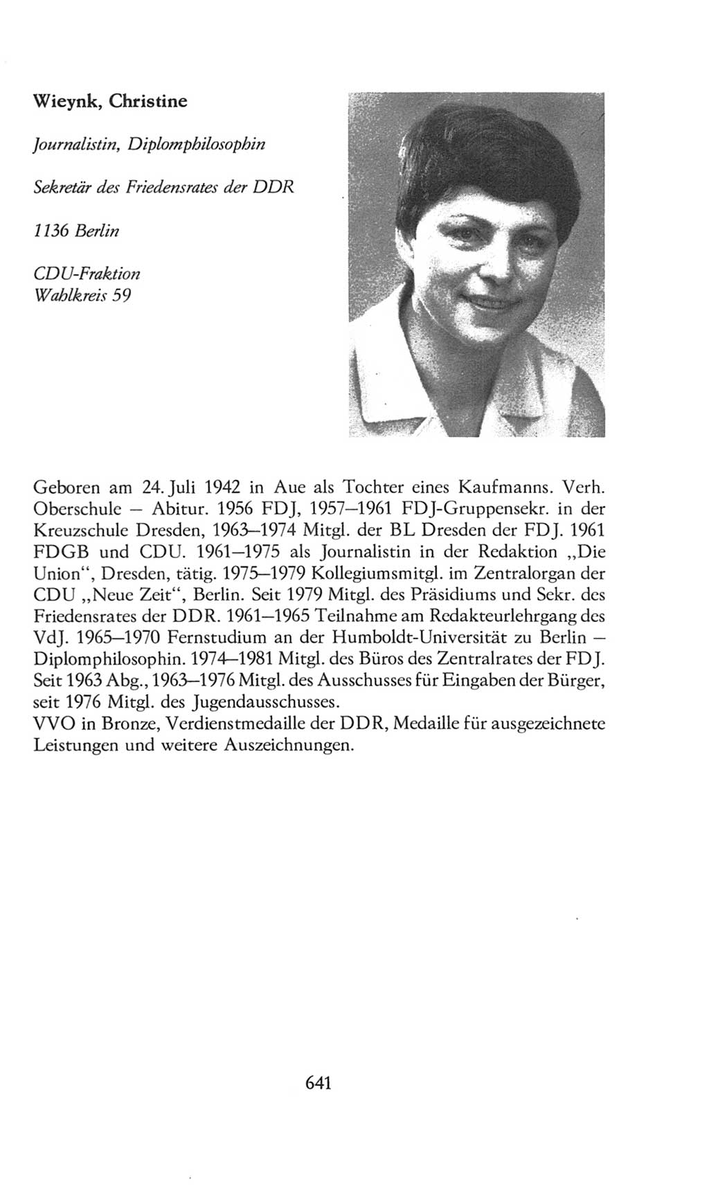 Volkskammer (VK) der Deutschen Demokratischen Republik (DDR), 8. Wahlperiode 1981-1986, Seite 641 (VK. DDR 8. WP. 1981-1986, S. 641)