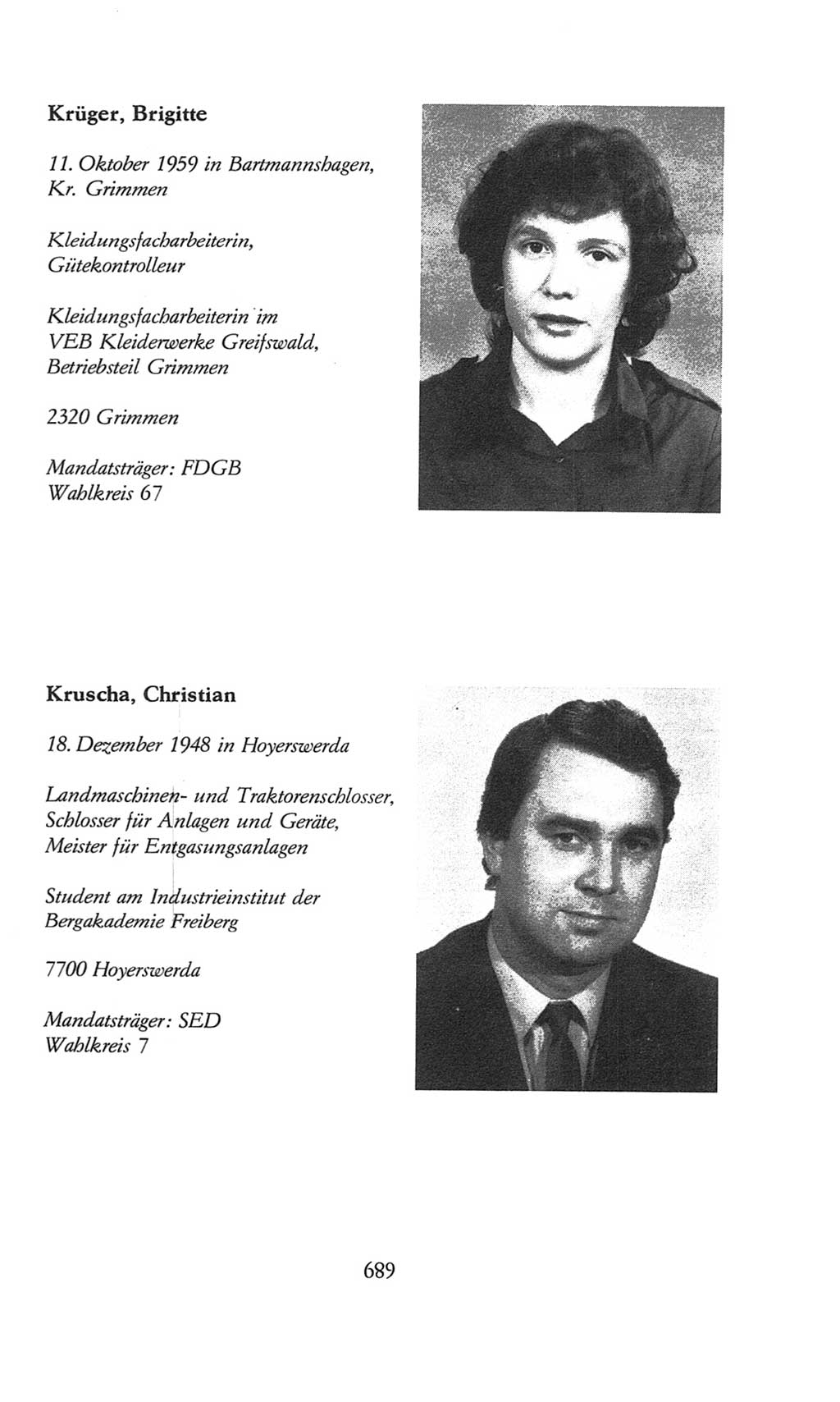 Volkskammer (VK) der Deutschen Demokratischen Republik (DDR), 8. Wahlperiode 1981-1986, Seite 689 (VK. DDR 8. WP. 1981-1986, S. 689)