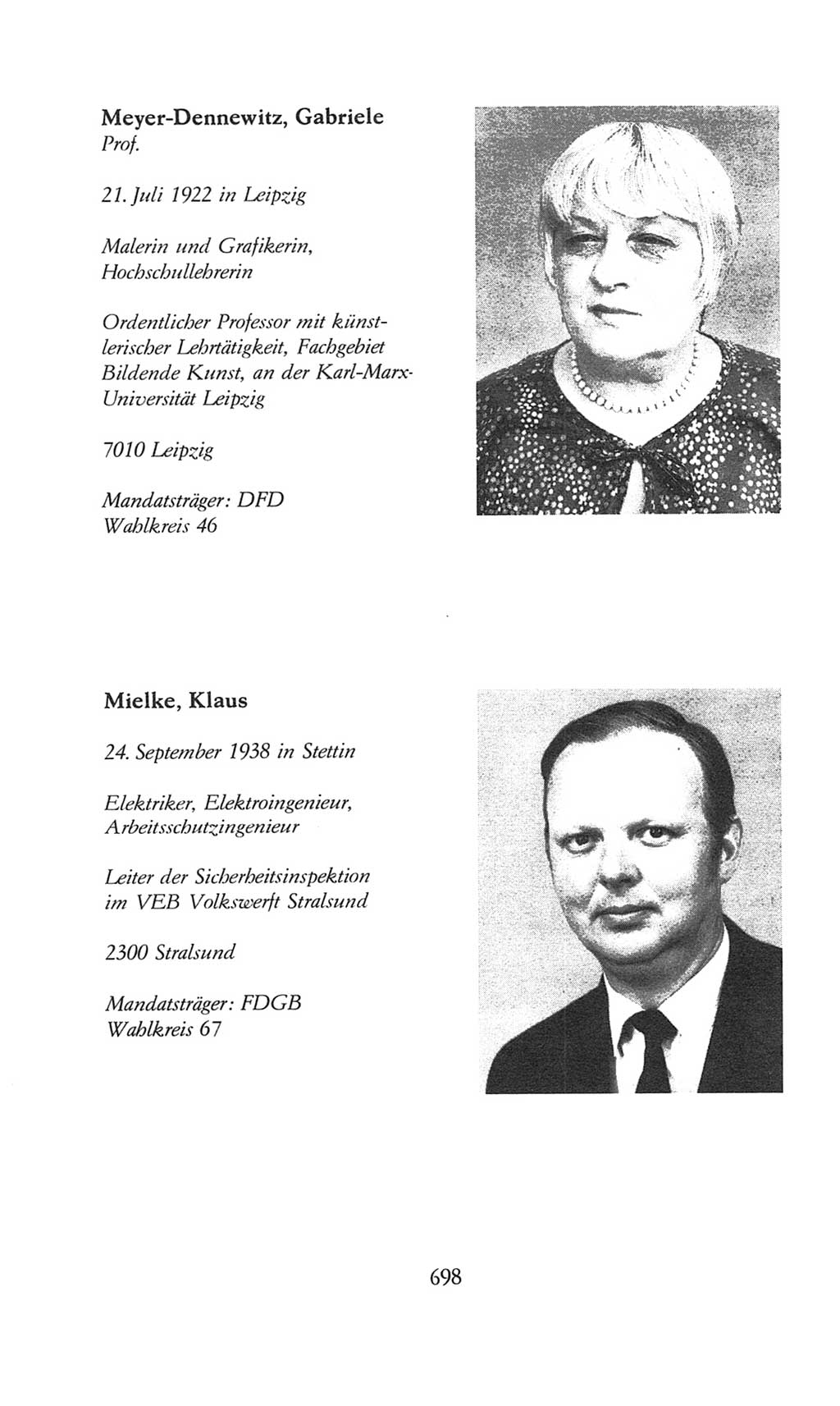 Volkskammer (VK) der Deutschen Demokratischen Republik (DDR), 8. Wahlperiode 1981-1986, Seite 698 (VK. DDR 8. WP. 1981-1986, S. 698)