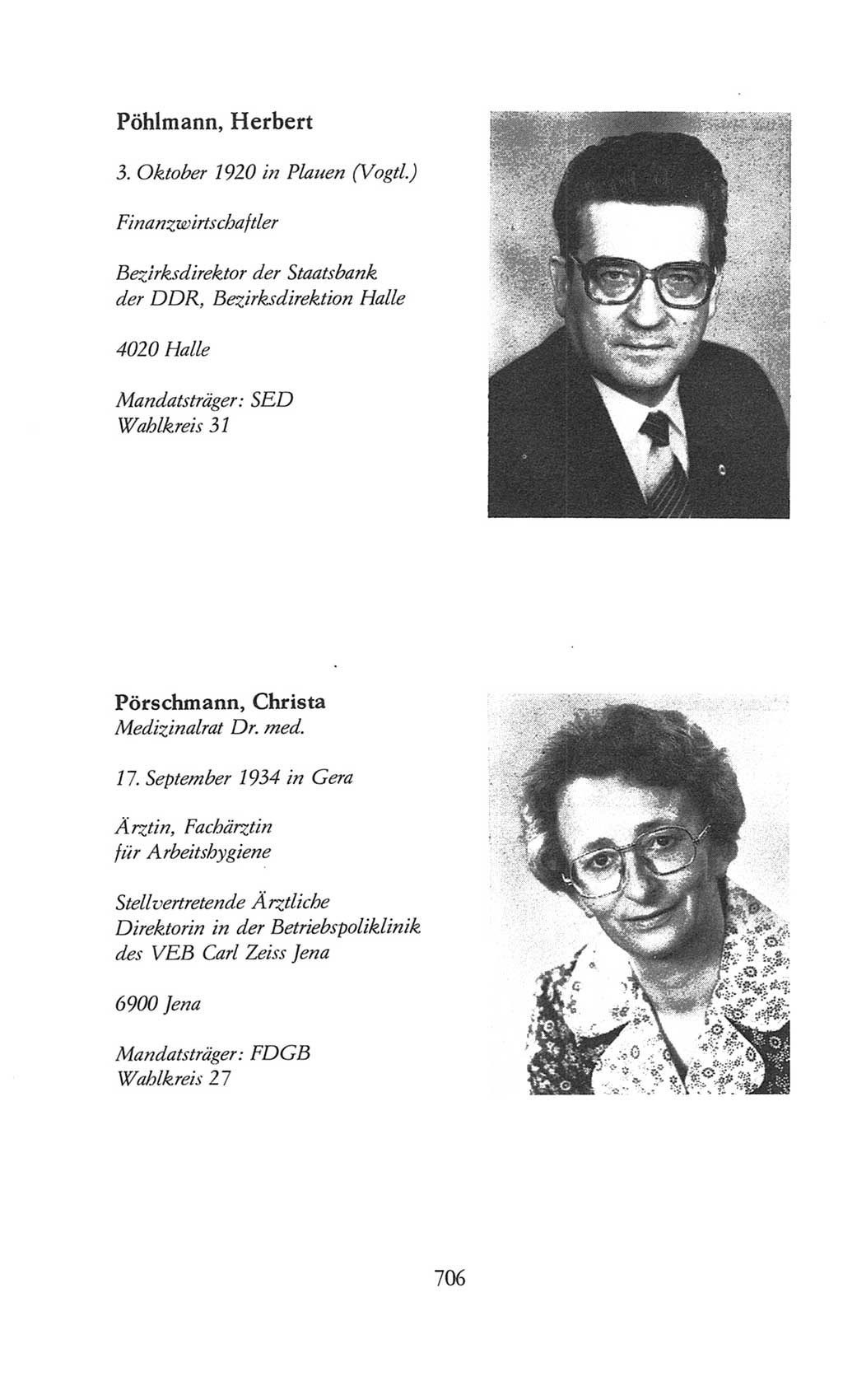 Volkskammer (VK) der Deutschen Demokratischen Republik (DDR), 8. Wahlperiode 1981-1986, Seite 706 (VK. DDR 8. WP. 1981-1986, S. 706)