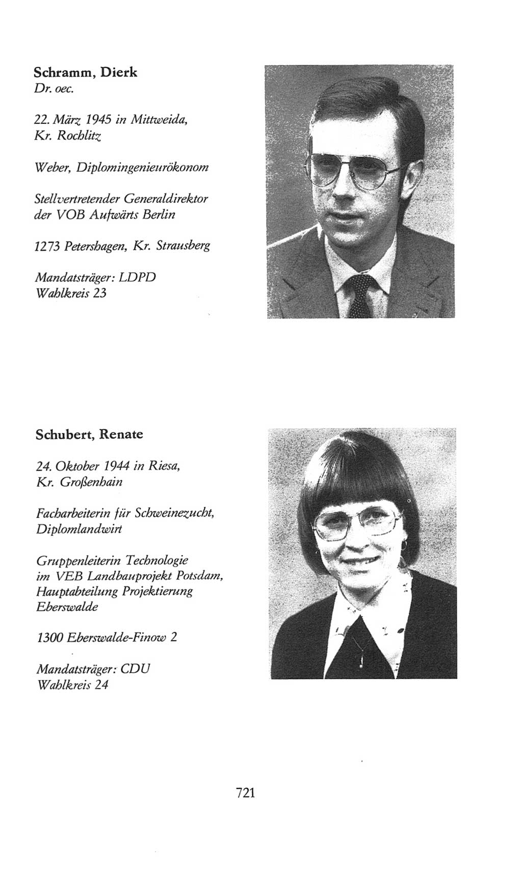 Volkskammer (VK) der Deutschen Demokratischen Republik (DDR), 8. Wahlperiode 1981-1986, Seite 721 (VK. DDR 8. WP. 1981-1986, S. 721)