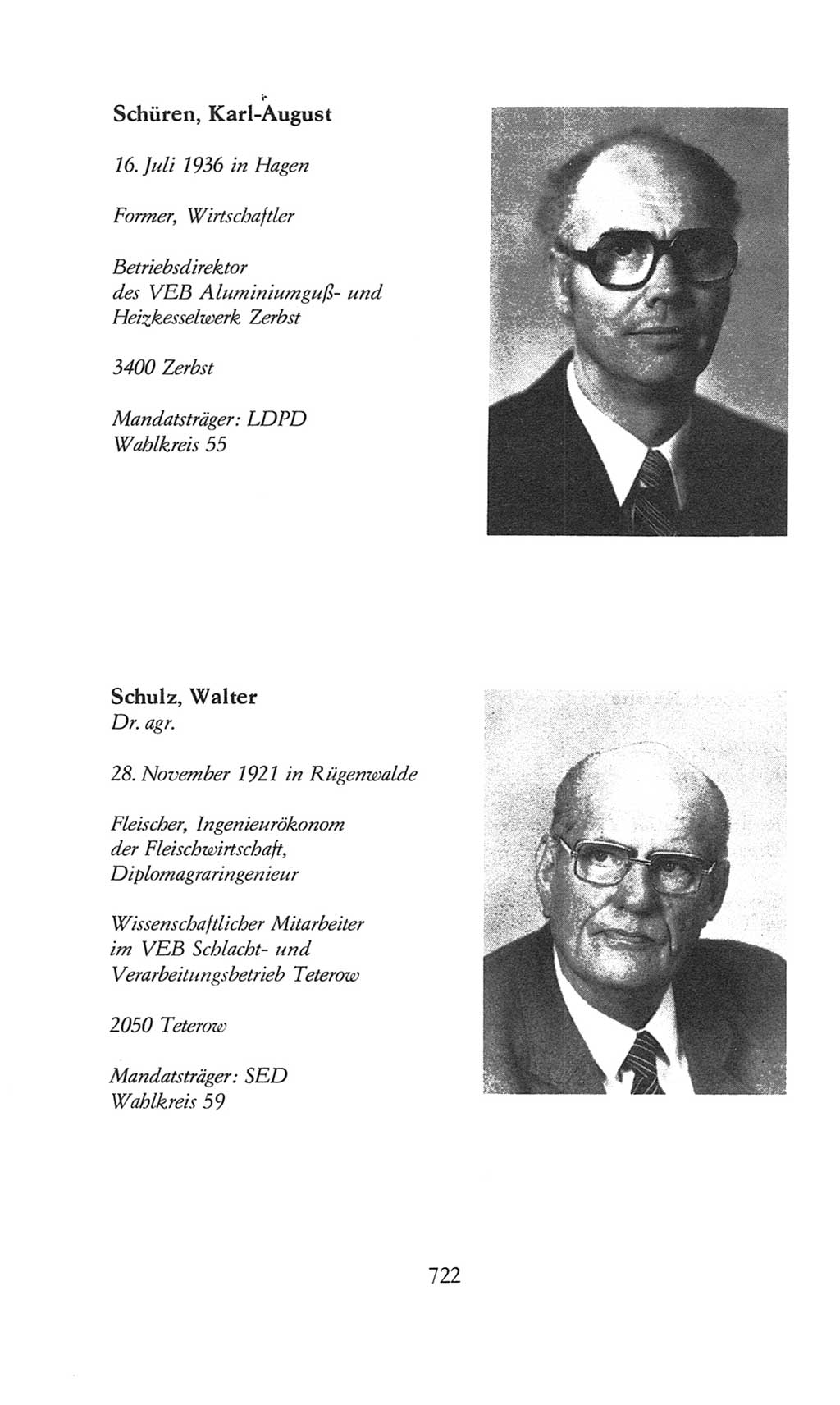 Volkskammer (VK) der Deutschen Demokratischen Republik (DDR), 8. Wahlperiode 1981-1986, Seite 722 (VK. DDR 8. WP. 1981-1986, S. 722)
