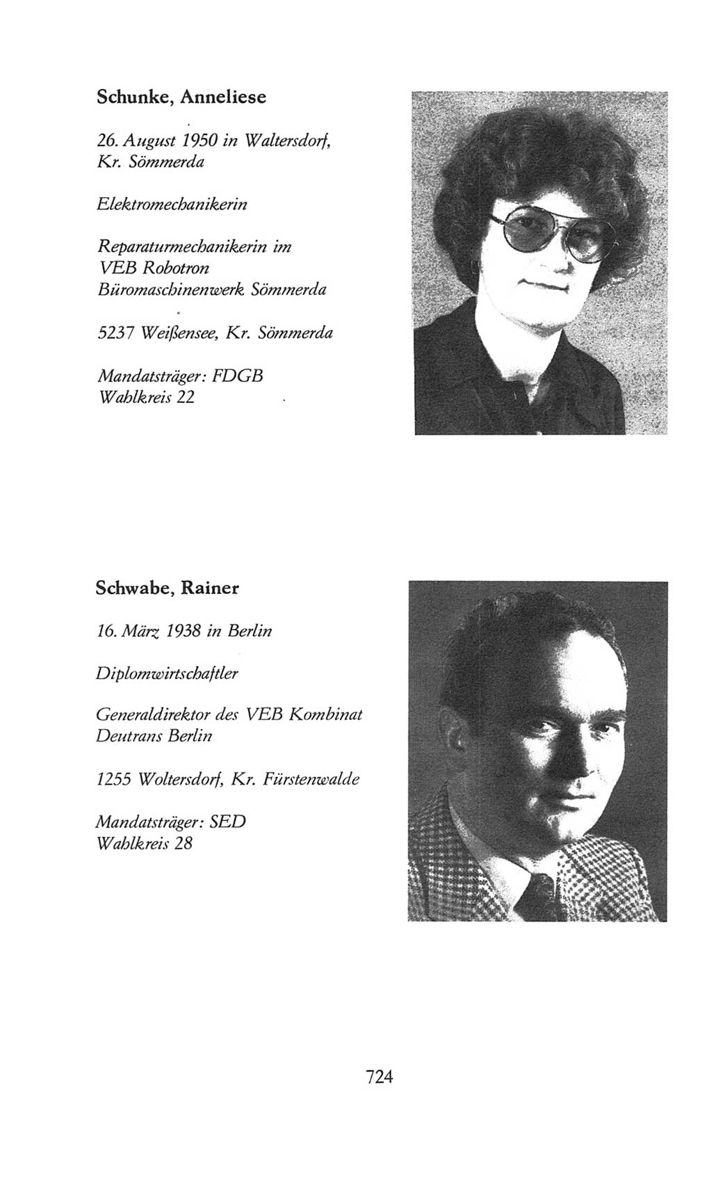 Volkskammer (VK) der Deutschen Demokratischen Republik (DDR), 8. Wahlperiode 1981-1986, Seite 724 (VK. DDR 8. WP. 1981-1986, S. 724)