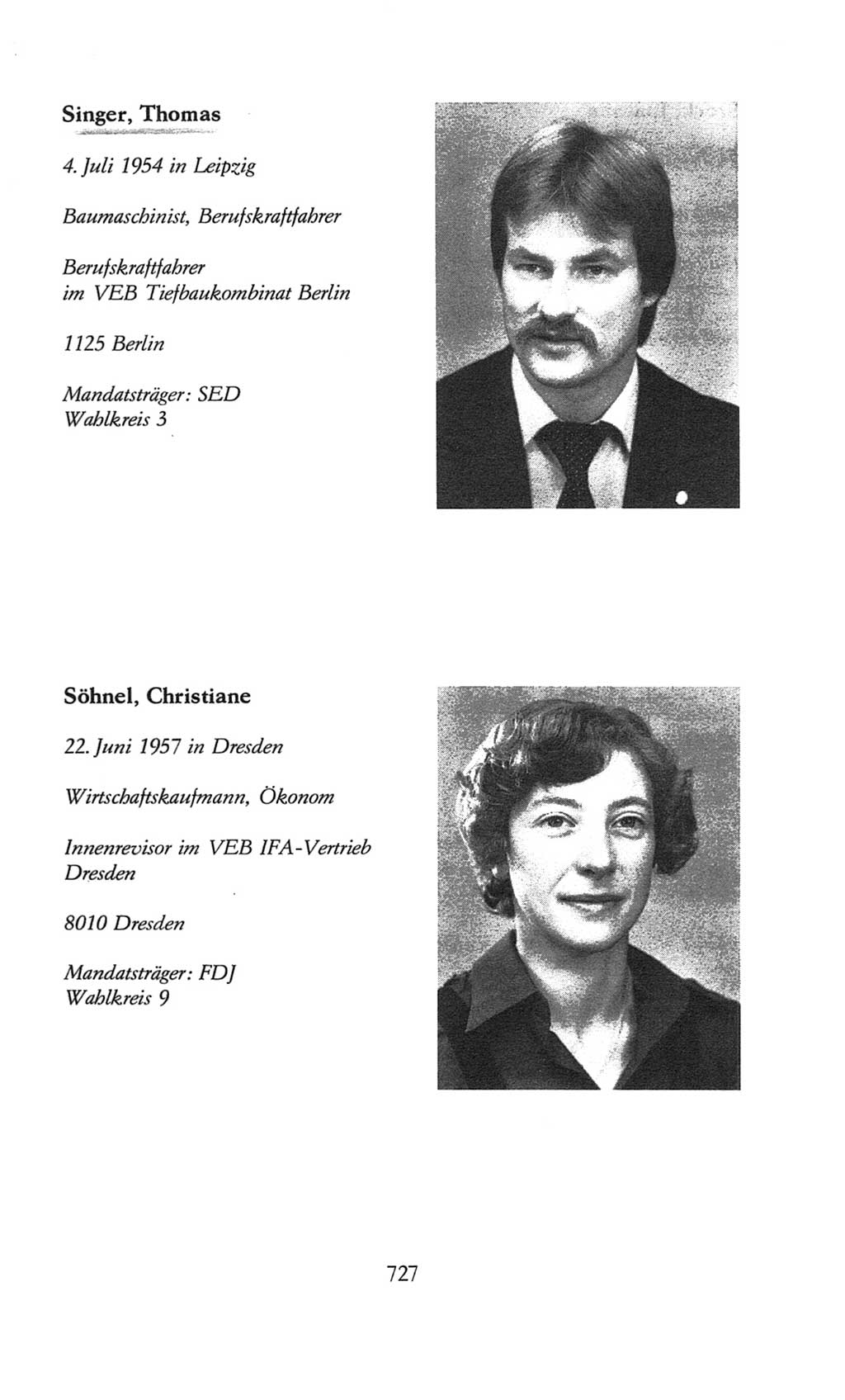 Volkskammer (VK) der Deutschen Demokratischen Republik (DDR), 8. Wahlperiode 1981-1986, Seite 727 (VK. DDR 8. WP. 1981-1986, S. 727)