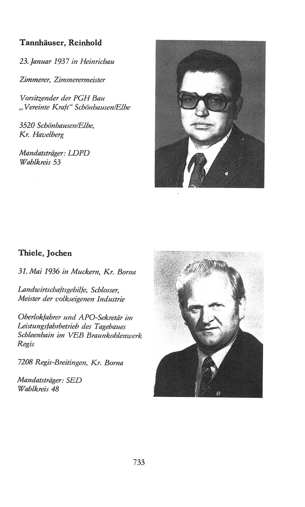 Volkskammer (VK) der Deutschen Demokratischen Republik (DDR), 8. Wahlperiode 1981-1986, Seite 733 (VK. DDR 8. WP. 1981-1986, S. 733)