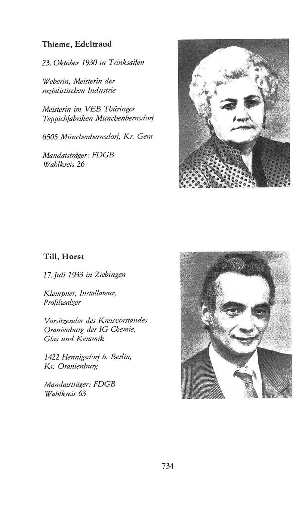 Volkskammer (VK) der Deutschen Demokratischen Republik (DDR), 8. Wahlperiode 1981-1986, Seite 734 (VK. DDR 8. WP. 1981-1986, S. 734)