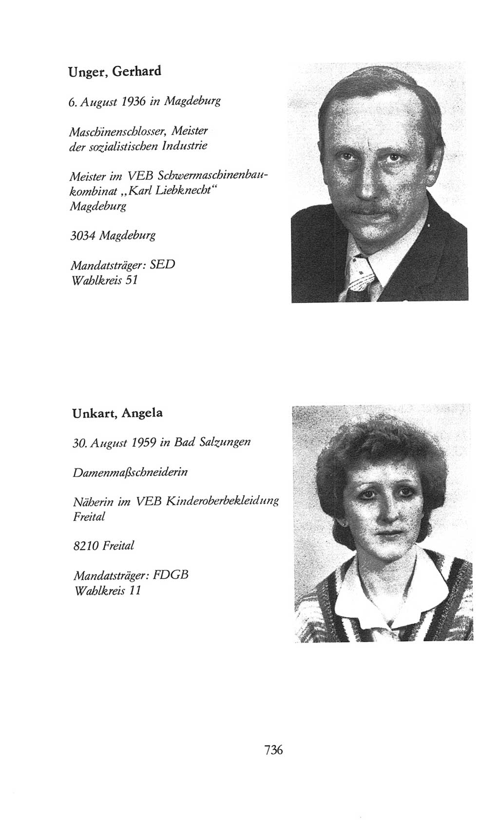 Volkskammer (VK) der Deutschen Demokratischen Republik (DDR), 8. Wahlperiode 1981-1986, Seite 736 (VK. DDR 8. WP. 1981-1986, S. 736)