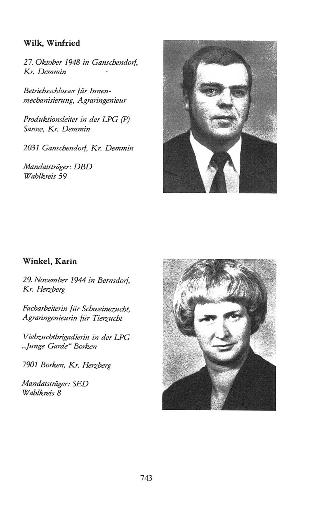 Volkskammer (VK) der Deutschen Demokratischen Republik (DDR), 8. Wahlperiode 1981-1986, Seite 743 (VK. DDR 8. WP. 1981-1986, S. 743)