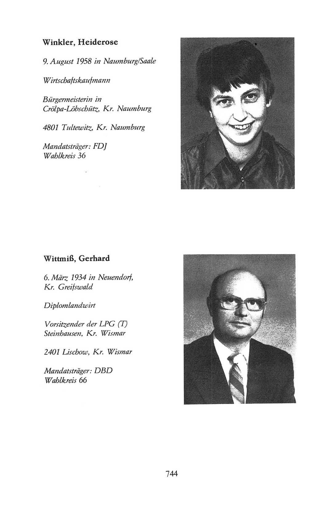 Volkskammer (VK) der Deutschen Demokratischen Republik (DDR), 8. Wahlperiode 1981-1986, Seite 744 (VK. DDR 8. WP. 1981-1986, S. 744)