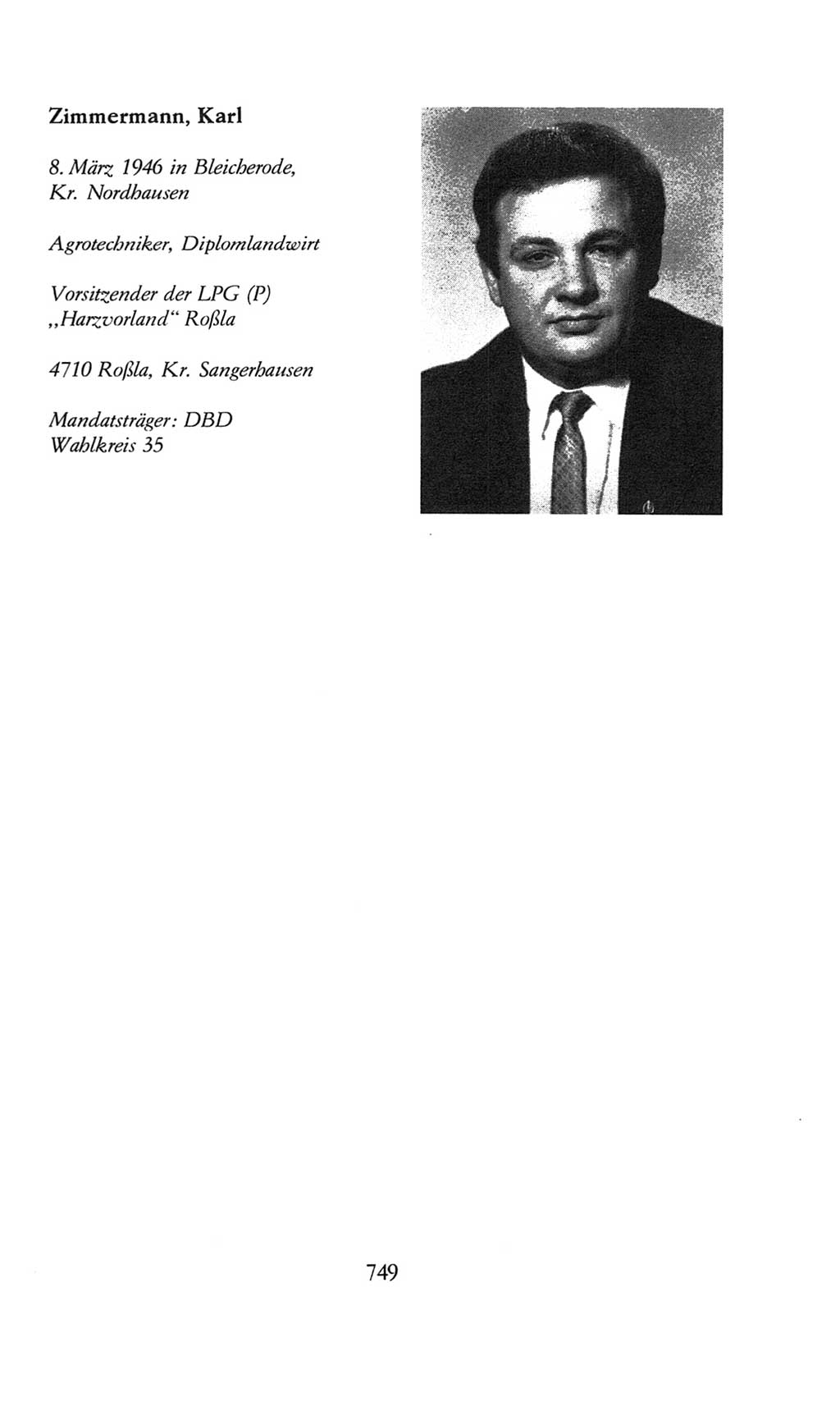 Volkskammer (VK) der Deutschen Demokratischen Republik (DDR), 8. Wahlperiode 1981-1986, Seite 749 (VK. DDR 8. WP. 1981-1986, S. 749)