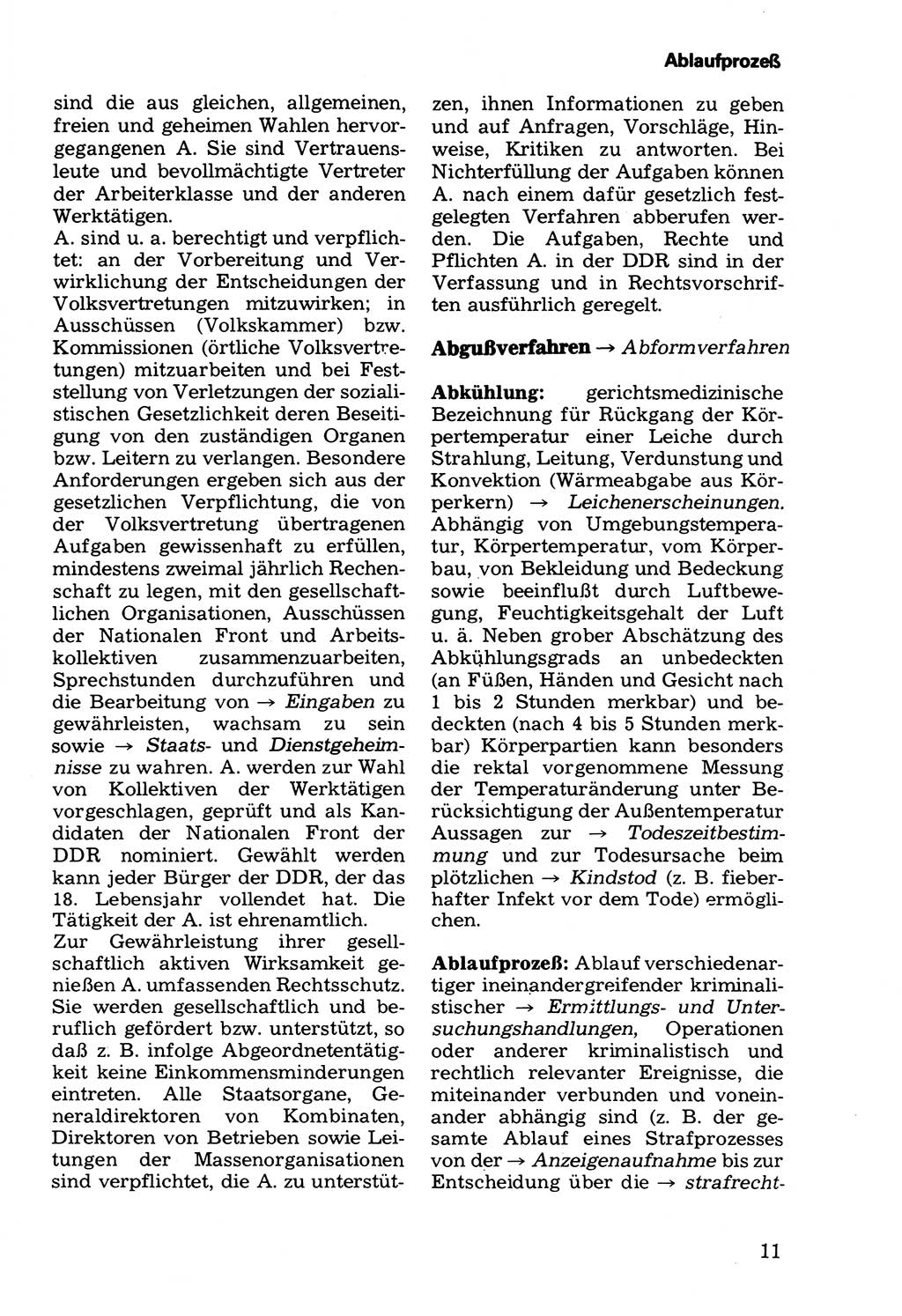 Wörterbuch der sozialistischen Kriminalistik [Deutsche Demokratische Republik (DDR)] 1981, Seite 11 (Wb. soz. Krim. DDR 1981, S. 11)