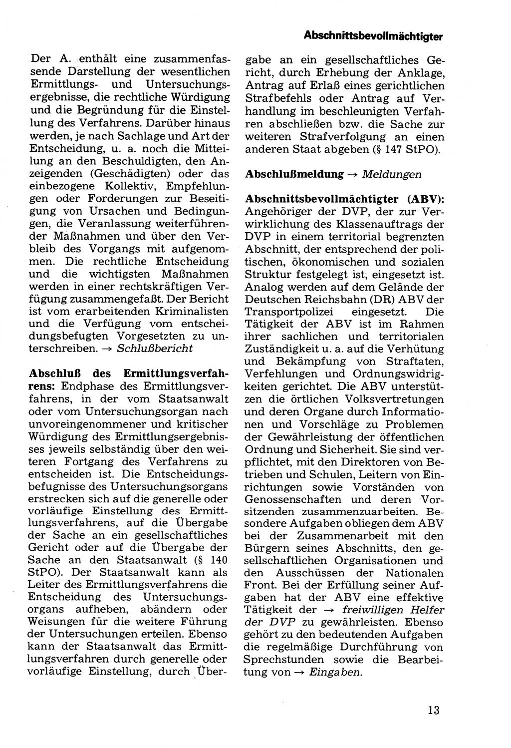 Wörterbuch der sozialistischen Kriminalistik [Deutsche Demokratische Republik (DDR)] 1981, Seite 13 (Wb. soz. Krim. DDR 1981, S. 13)