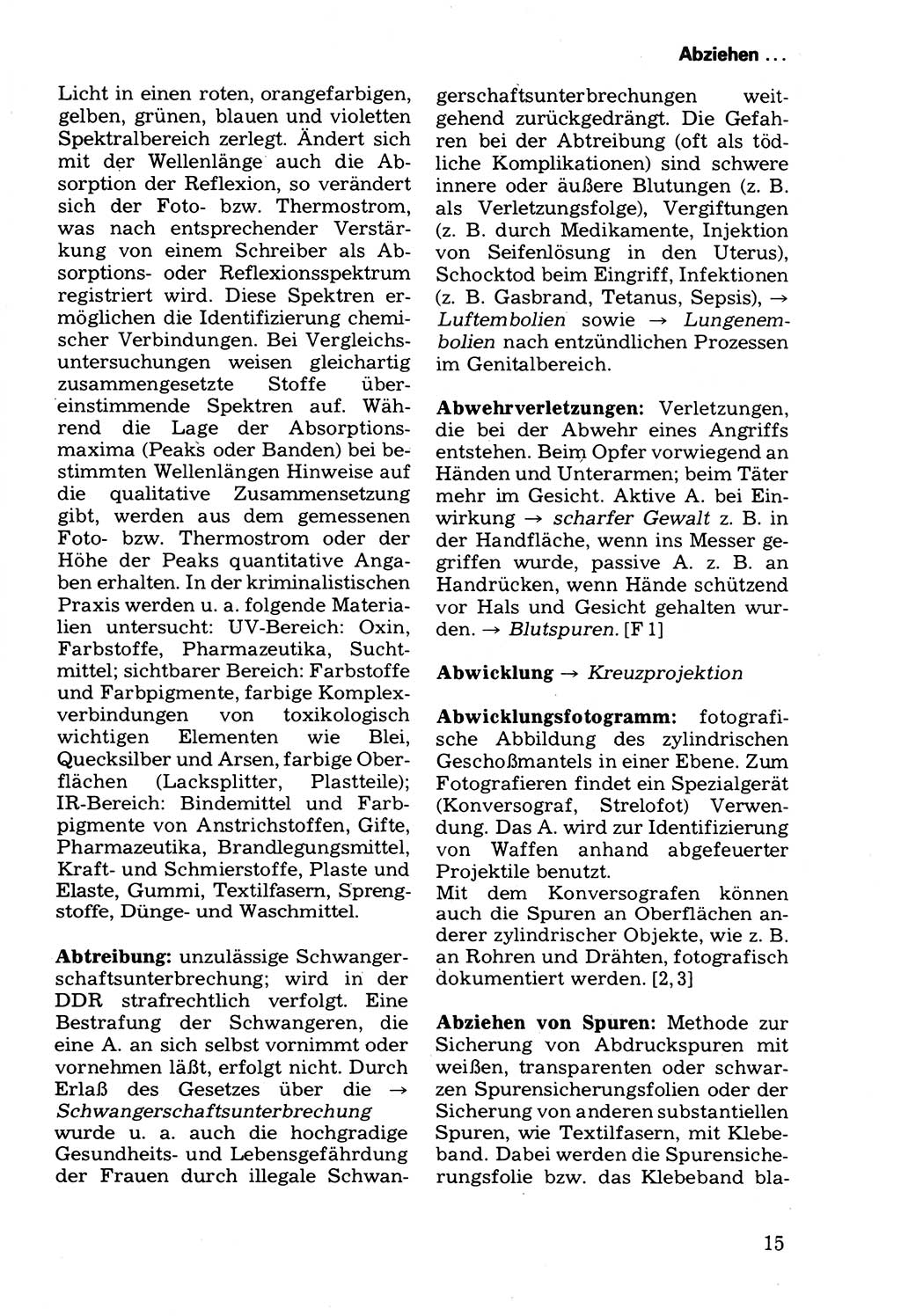 Wörterbuch der sozialistischen Kriminalistik [Deutsche Demokratische Republik (DDR)] 1981, Seite 15 (Wb. soz. Krim. DDR 1981, S. 15)