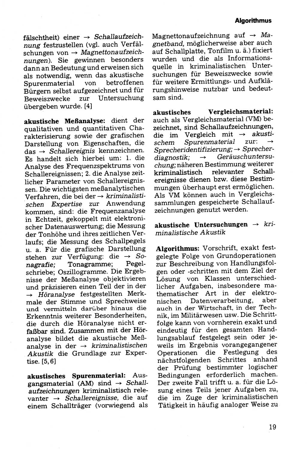 Wörterbuch der sozialistischen Kriminalistik [Deutsche Demokratische Republik (DDR)] 1981, Seite 19 (Wb. soz. Krim. DDR 1981, S. 19)