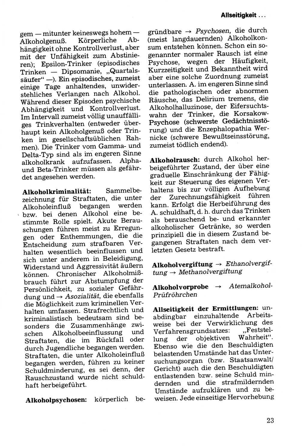 Wörterbuch der sozialistischen Kriminalistik [Deutsche Demokratische Republik (DDR)] 1981, Seite 23 (Wb. soz. Krim. DDR 1981, S. 23)