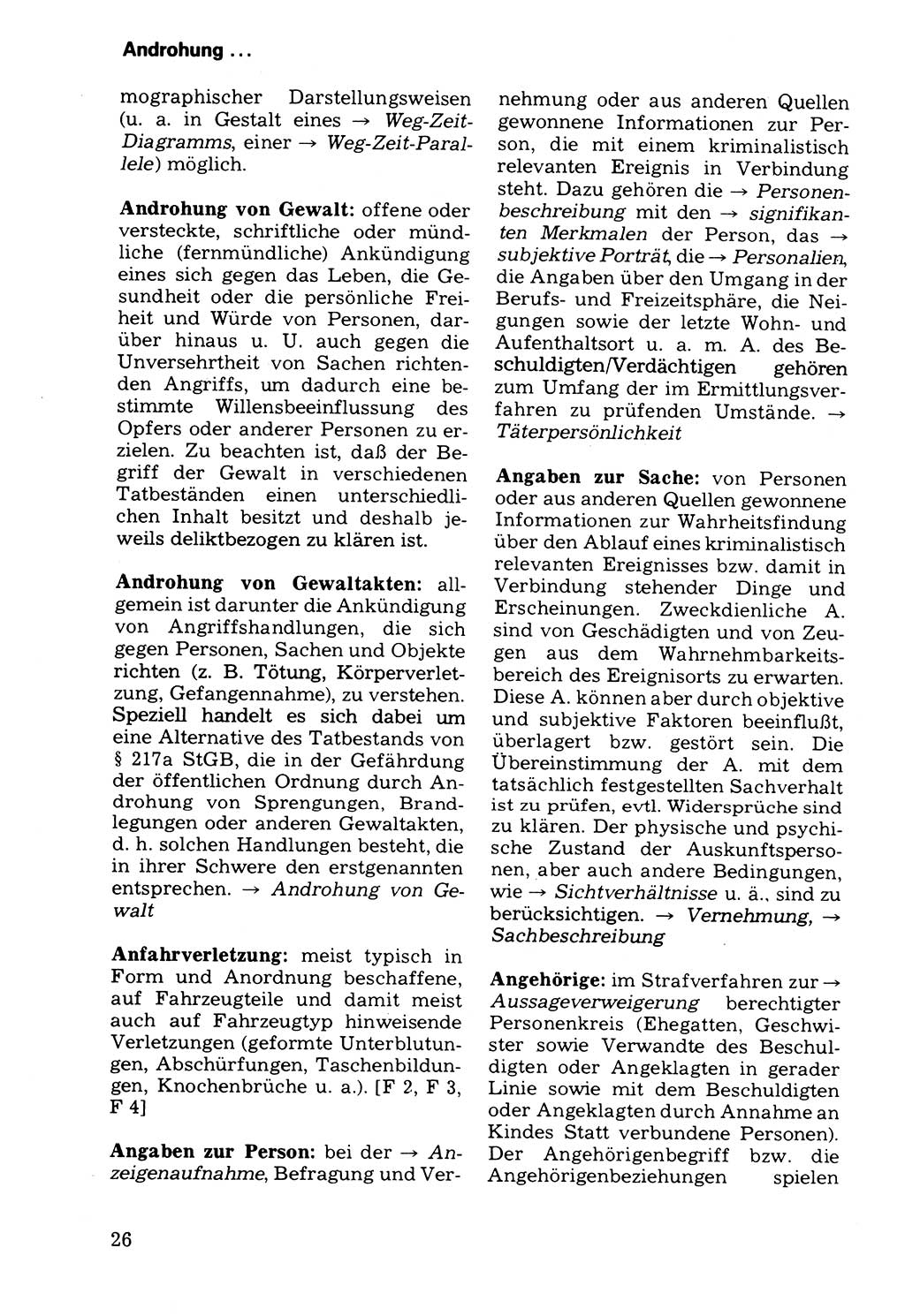 Wörterbuch der sozialistischen Kriminalistik [Deutsche Demokratische Republik (DDR)] 1981, Seite 26 (Wb. soz. Krim. DDR 1981, S. 26)