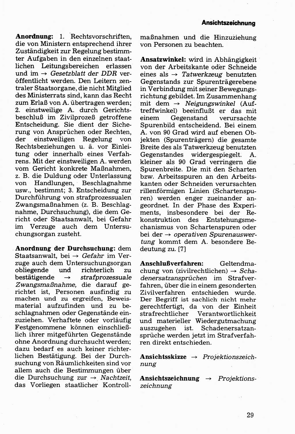 Wörterbuch der sozialistischen Kriminalistik [Deutsche Demokratische Republik (DDR)] 1981, Seite 29 (Wb. soz. Krim. DDR 1981, S. 29)