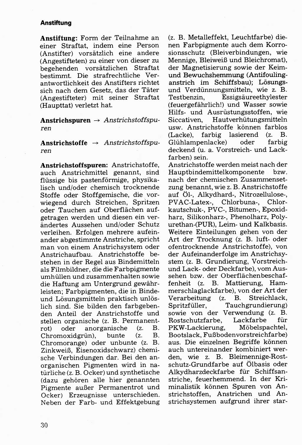 Wörterbuch der sozialistischen Kriminalistik [Deutsche Demokratische Republik (DDR)] 1981, Seite 30 (Wb. soz. Krim. DDR 1981, S. 30)