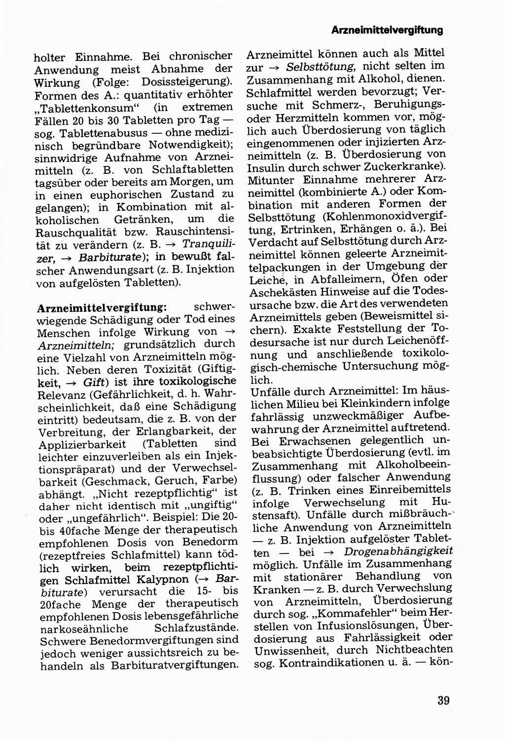 Wörterbuch der sozialistischen Kriminalistik [Deutsche Demokratische Republik (DDR)] 1981, Seite 39 (Wb. soz. Krim. DDR 1981, S. 39)