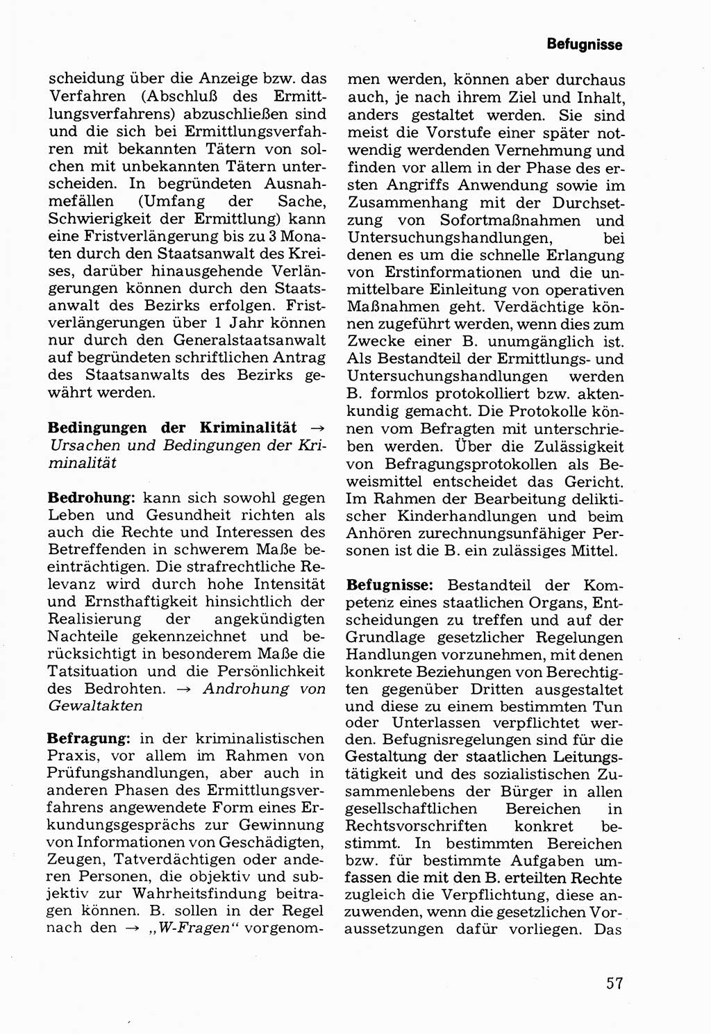 Wörterbuch der sozialistischen Kriminalistik [Deutsche Demokratische Republik (DDR)] 1981, Seite 57 (Wb. soz. Krim. DDR 1981, S. 57)